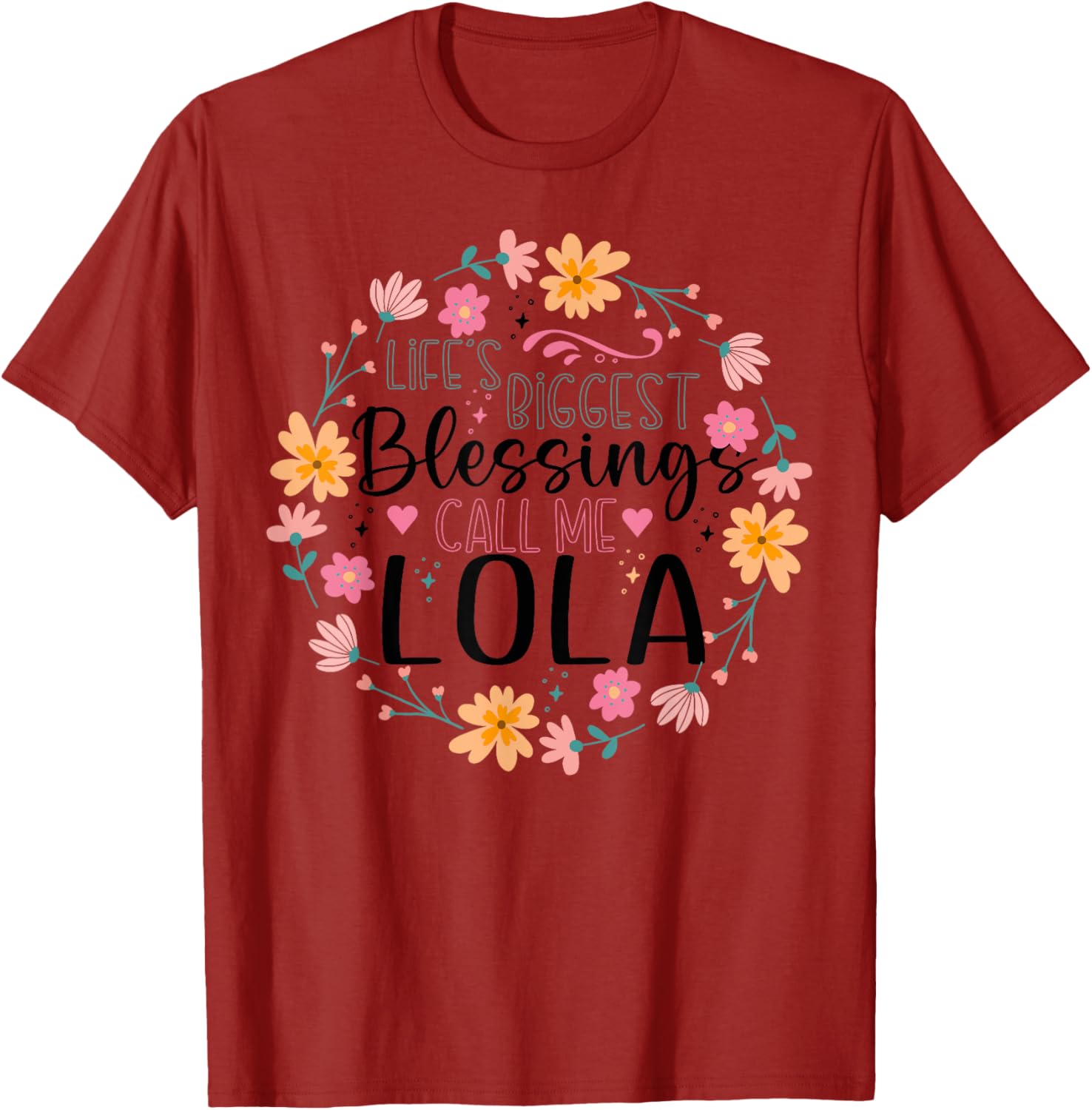 Floral Grandma T-Shirt Life's Greatest Blessings Call Me Lola Gift Idea - 18