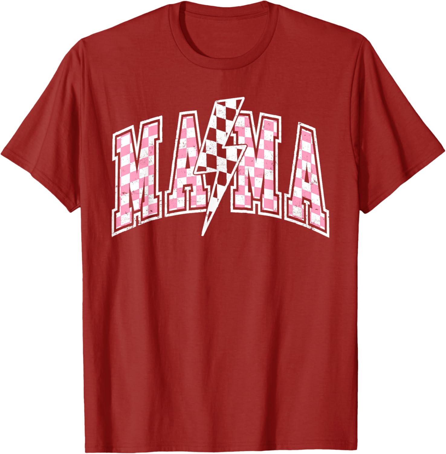 Mama Lightning Bolt Checkered Mom T-Shirt for Stylish Moms - 10