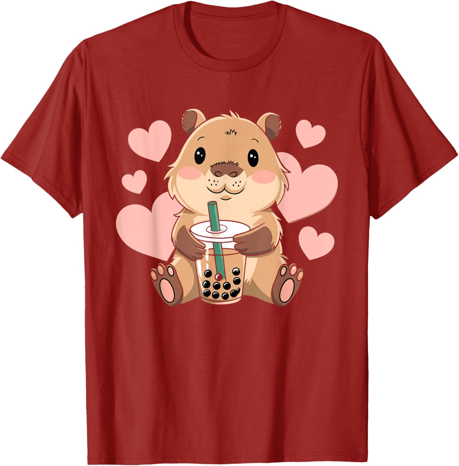 Cute Capybara Boba Tea T-Shirt for Women, Teens, and Kids - 1