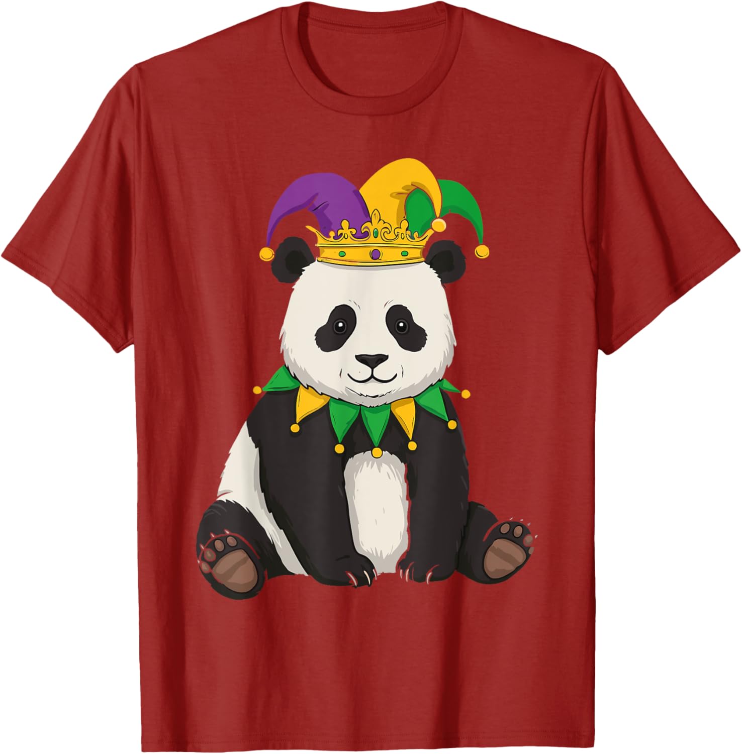 Funny Panda Mardi Gras Jester Hat Tee Cute Gift T-Shirt for All Ages - 12