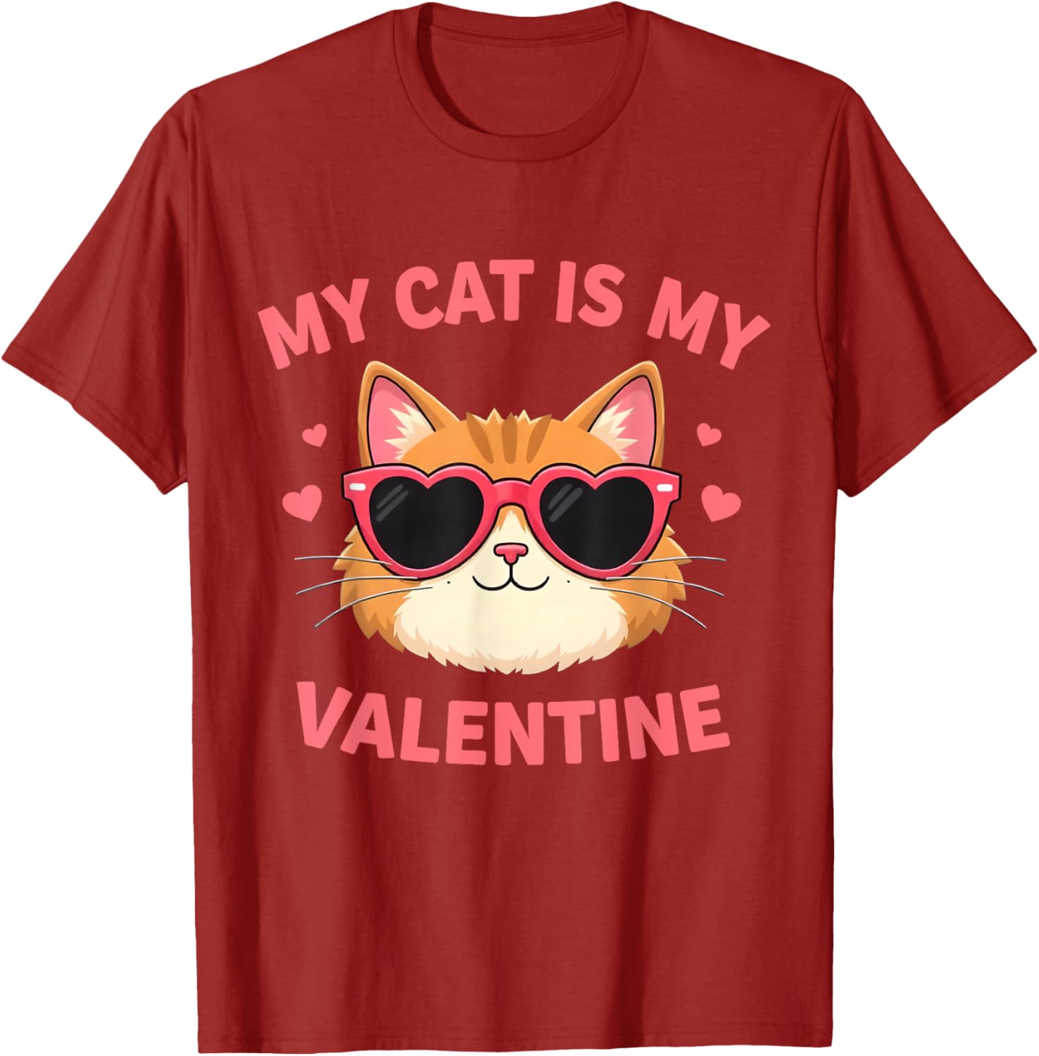 Cute Cat Lover Valentine's Day T-Shirt with Hearts for Cat Owners - 3