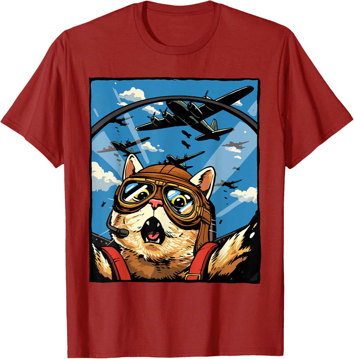 Funny Cat Pilot Jet Fighter T-Shirt for Cat Lovers and Meme Fans - 19