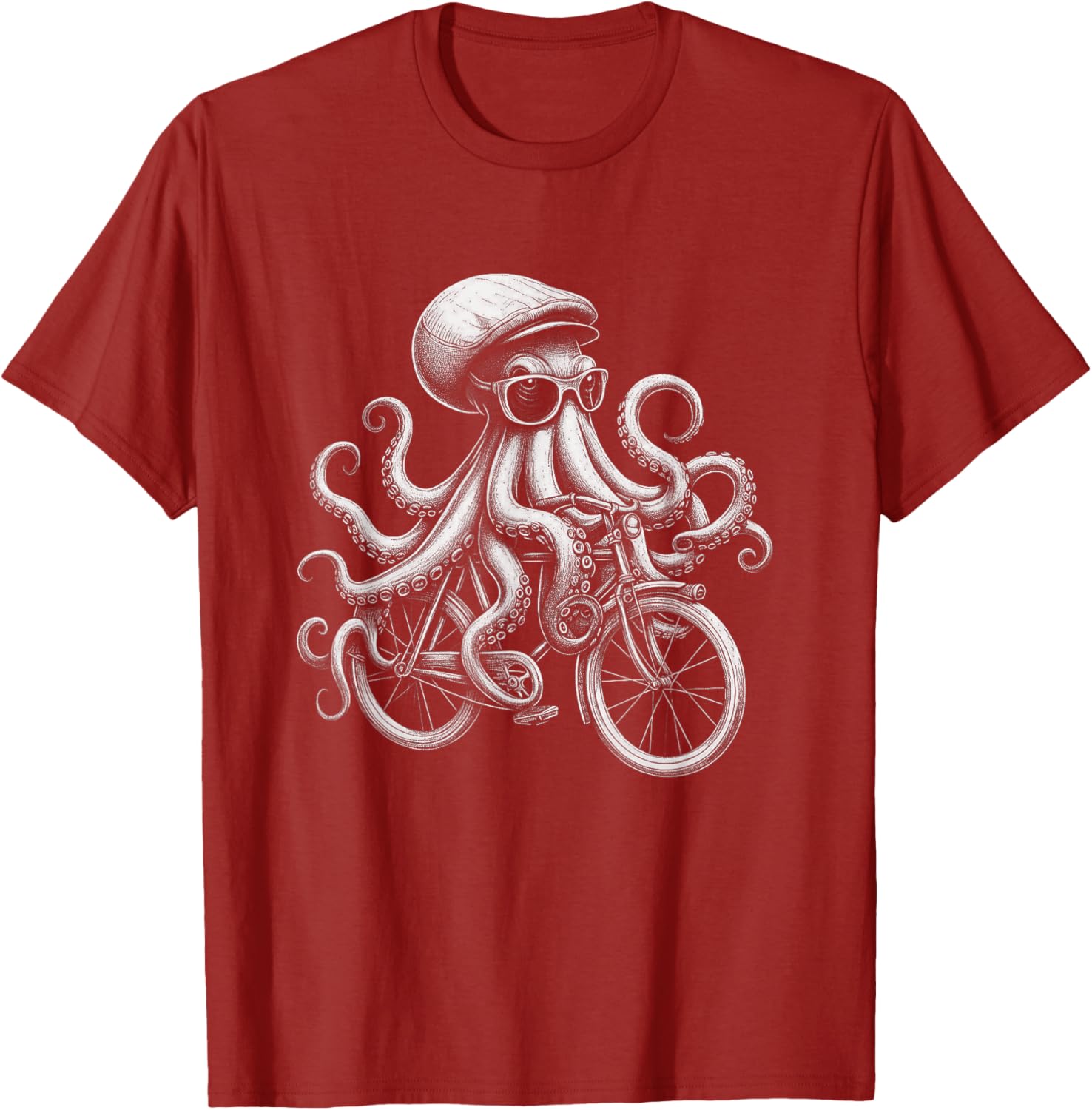 Cool Octopus Riding Bicycle T-Shirt Fun and Unique Graphic Tee for Everyone - 7