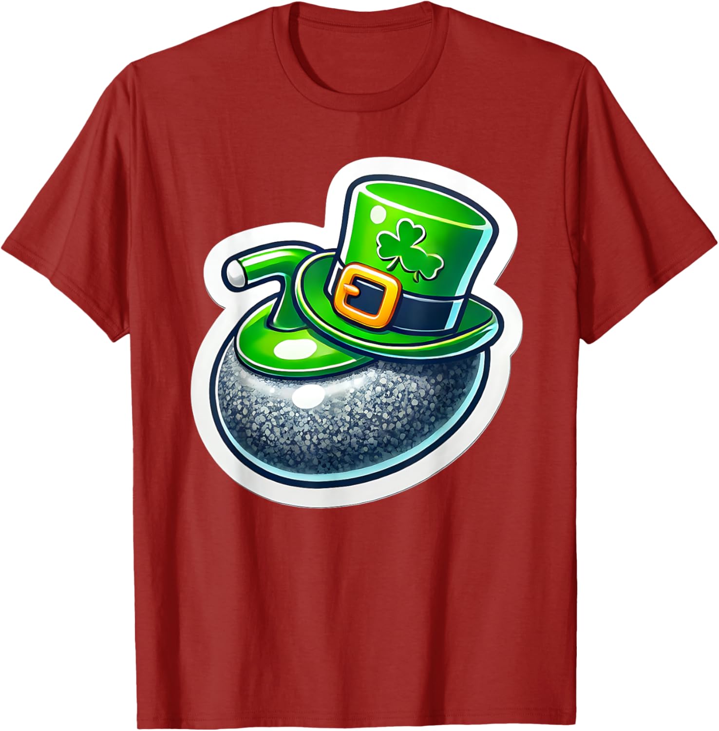 St. Patrick's Day Curling Stone Hat Irish Spirit Funny T-Shirt for Fun - 3