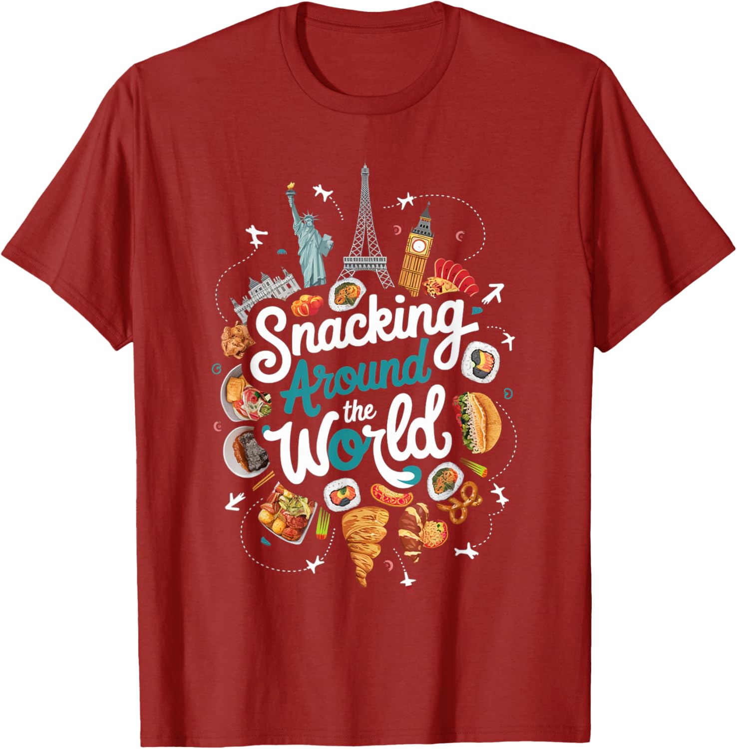 Snacking Around The World T-Shirt for Food Lovers in Travel Style - 12