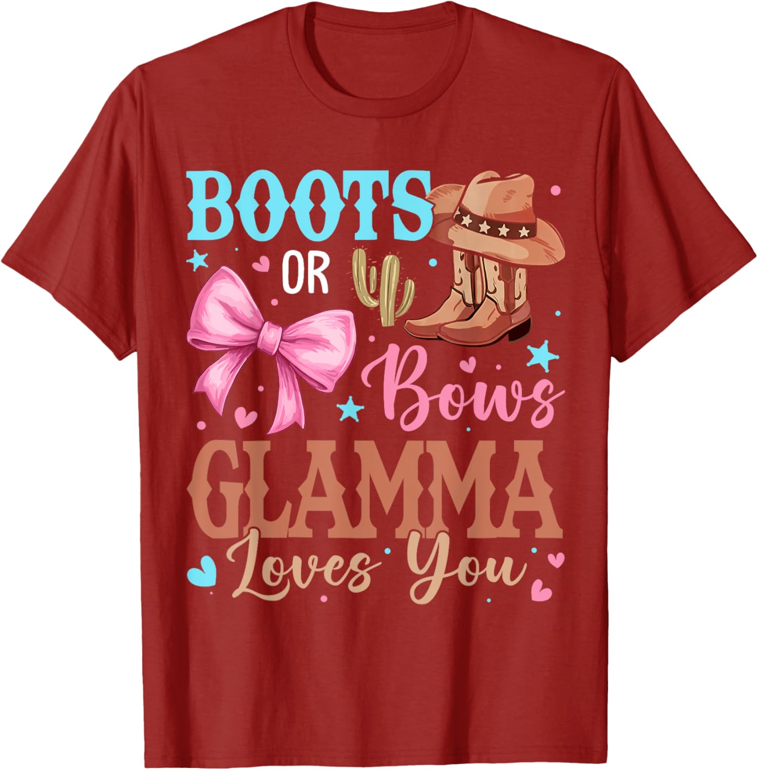 Glamma Loves You T-Shirt for Boots or Bows Gender Reveal Party - 7