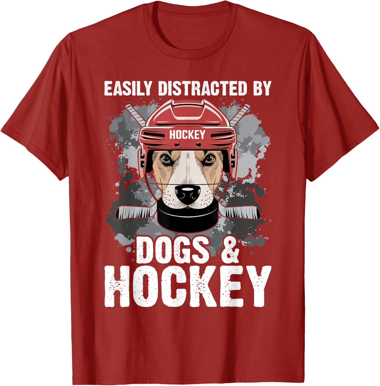 Funny Easily Distracted by Dogs and Hockey T-Shirt for All Ages - 5