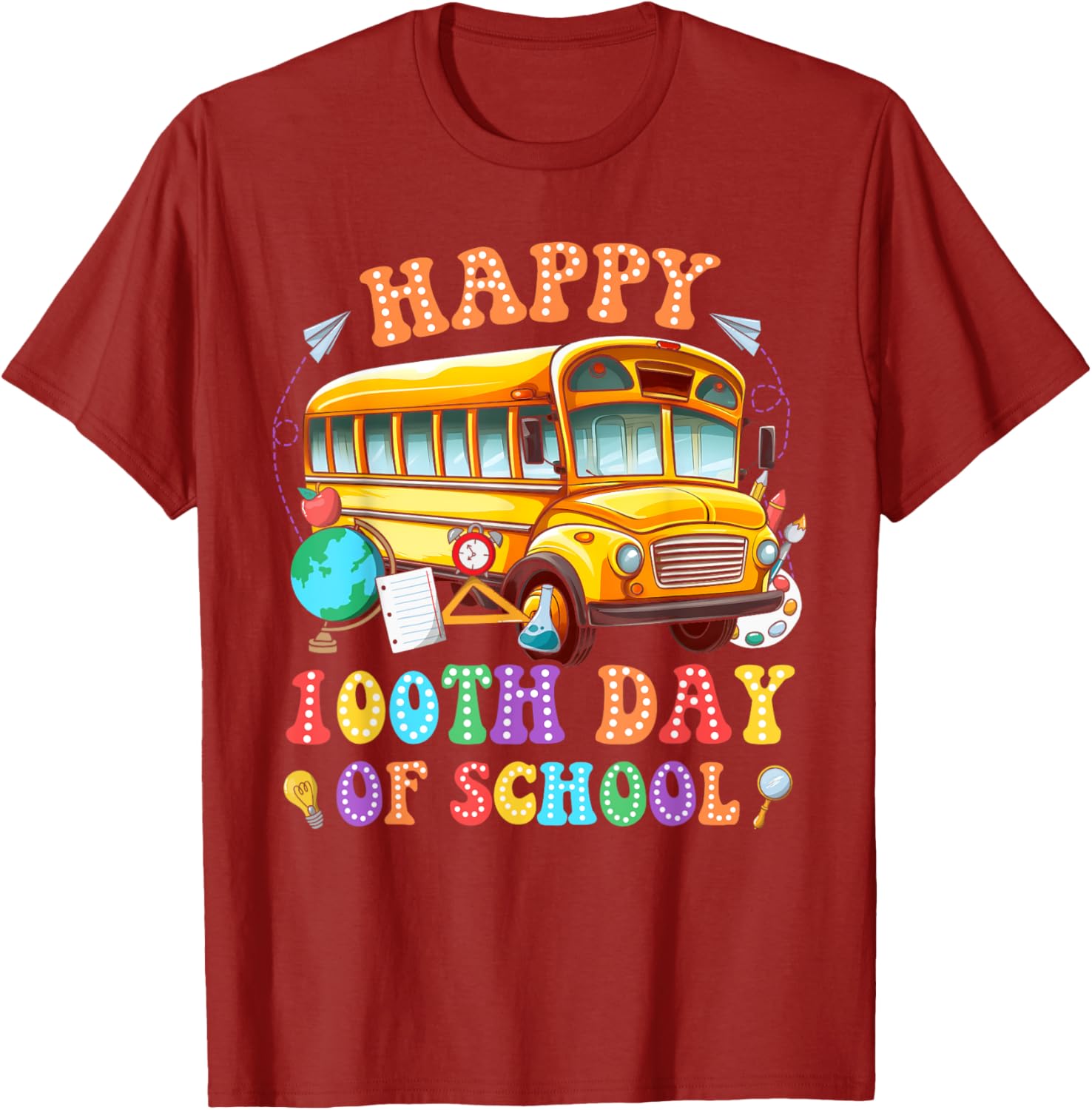 Happy 100th Day School Bus Driver Kids T-Shirt Fun School Celebration - 9