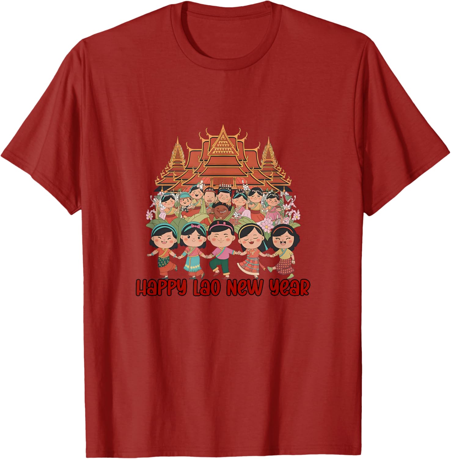 Laos Happy Lao New Year Temple T-Shirt for Celebrating Pi Mai Festival - 4