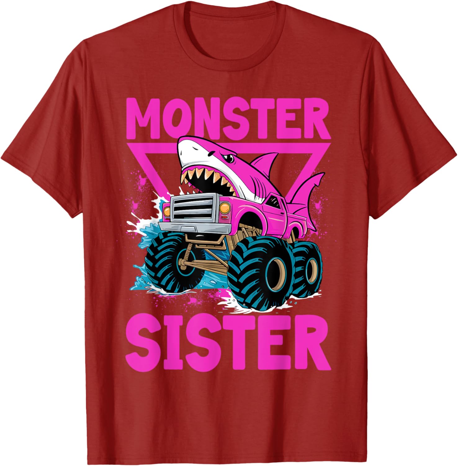 Pink Shark Monster Truck T-Shirt for Girls - Fun Sister Jam Shirt - 23