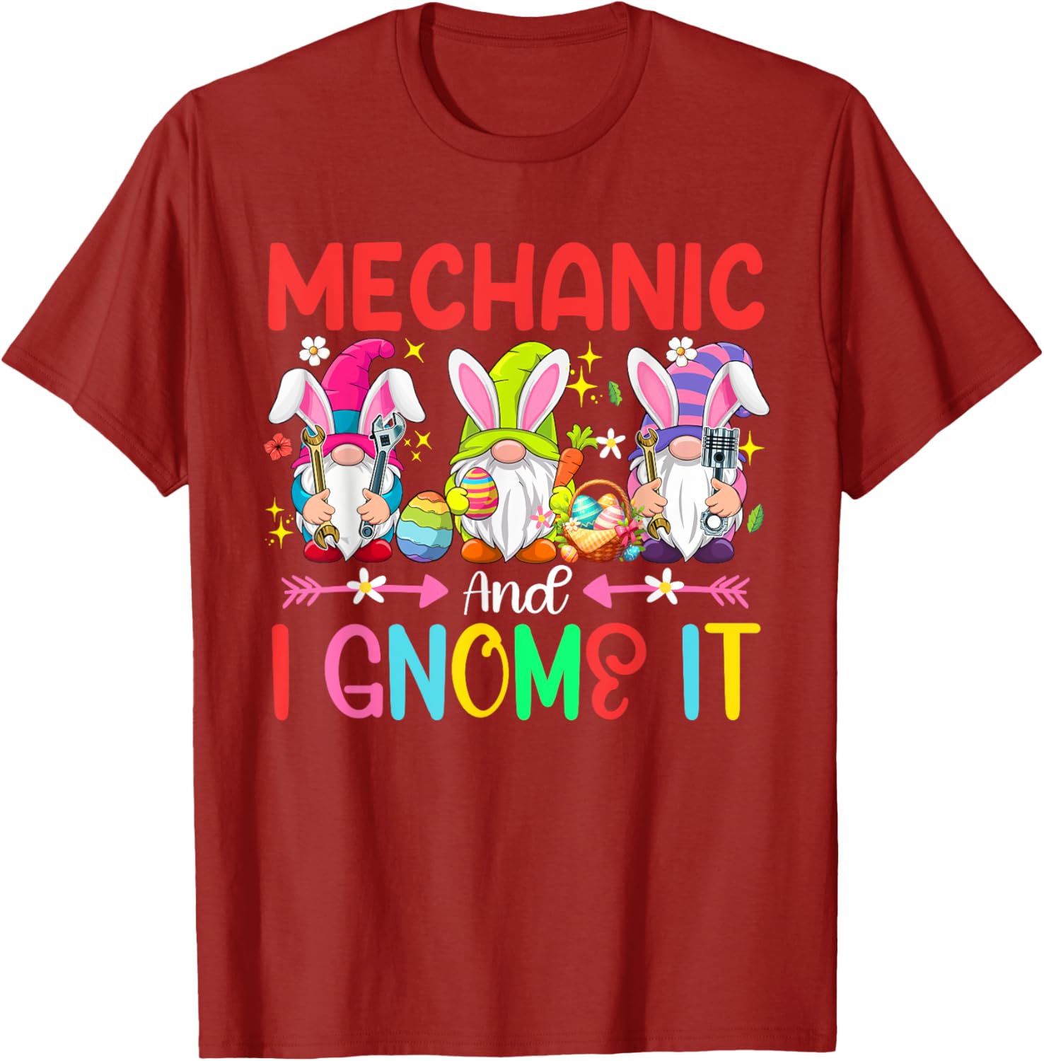 Funny Mechanic and Gnomes Easter Job Team T-Shirt for Gnome Lovers - 13