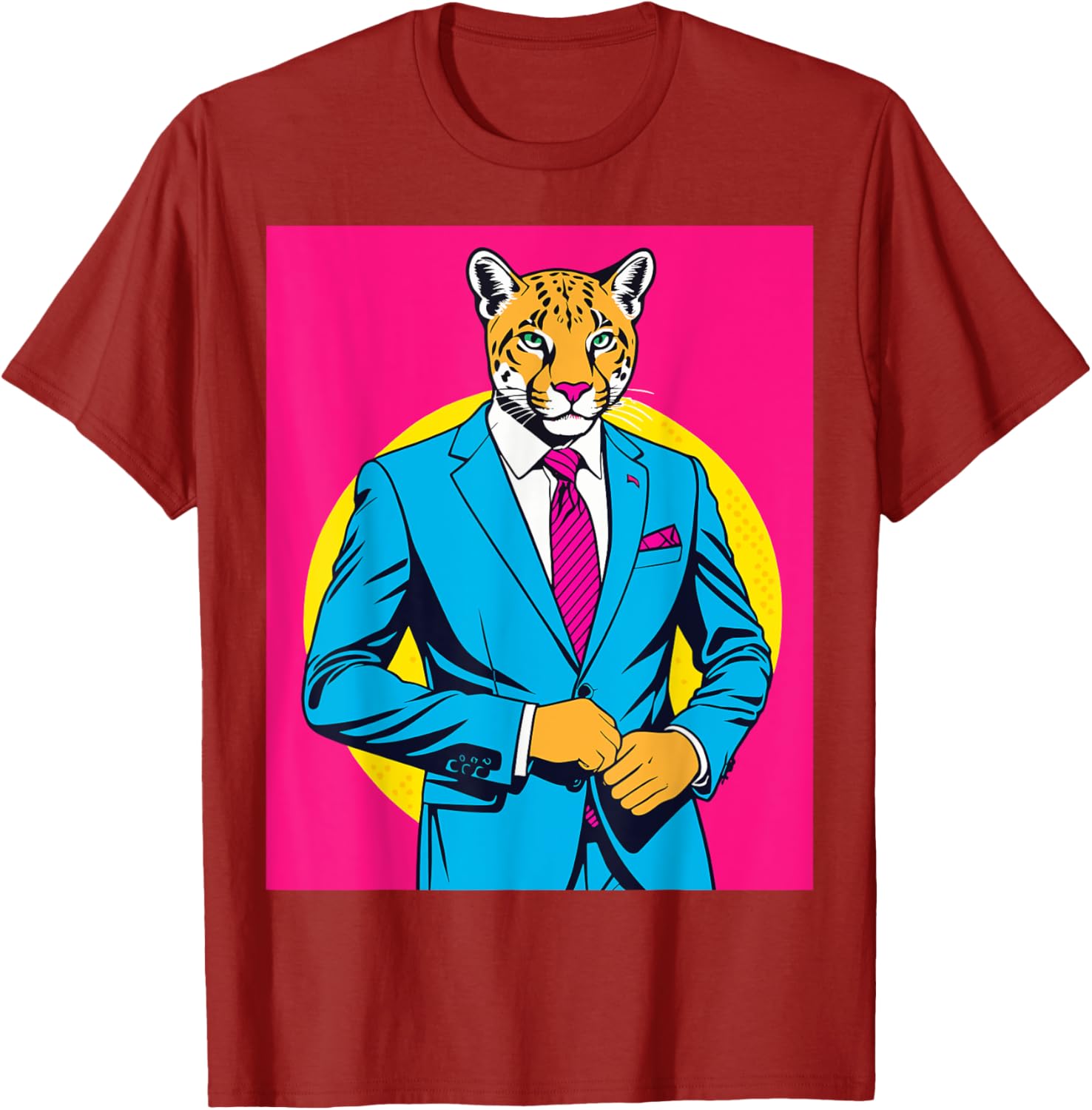 Pop Art Puma in Business Suit T-Shirt for Stylish Animal Lovers - 17