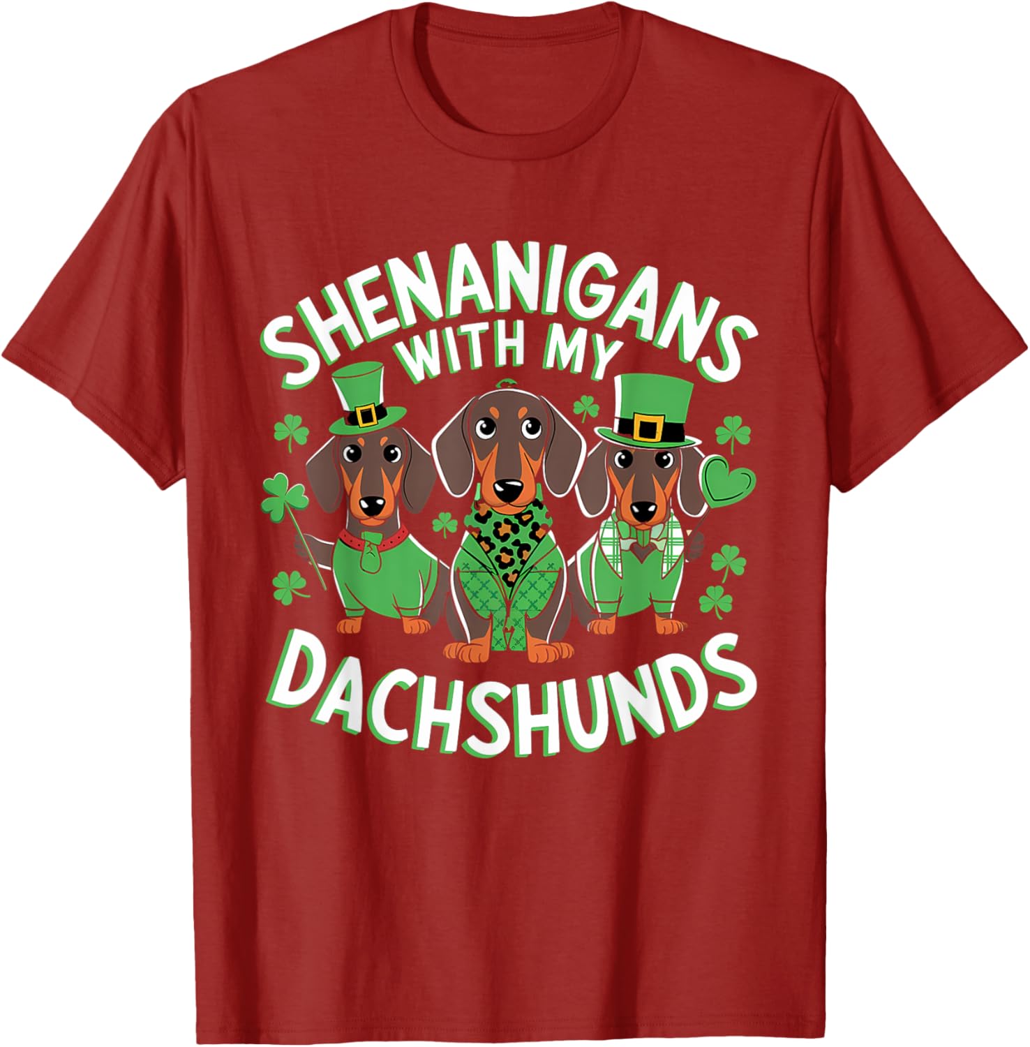 St Patrick's Day Irish Dachshund Shamrock T-Shirt for Dog Lovers - 13