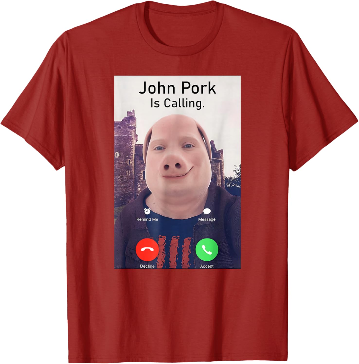 John Pork Is Calling Funny Sarcastic Answer Phone Humor T-Shirt - 3