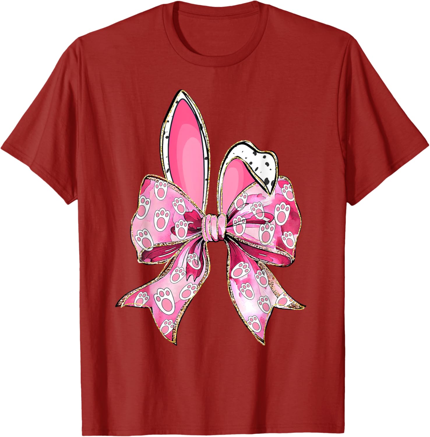 Happy Easter Bunny Coquette Bow Ears T-Shirt for Girls and Women - 4