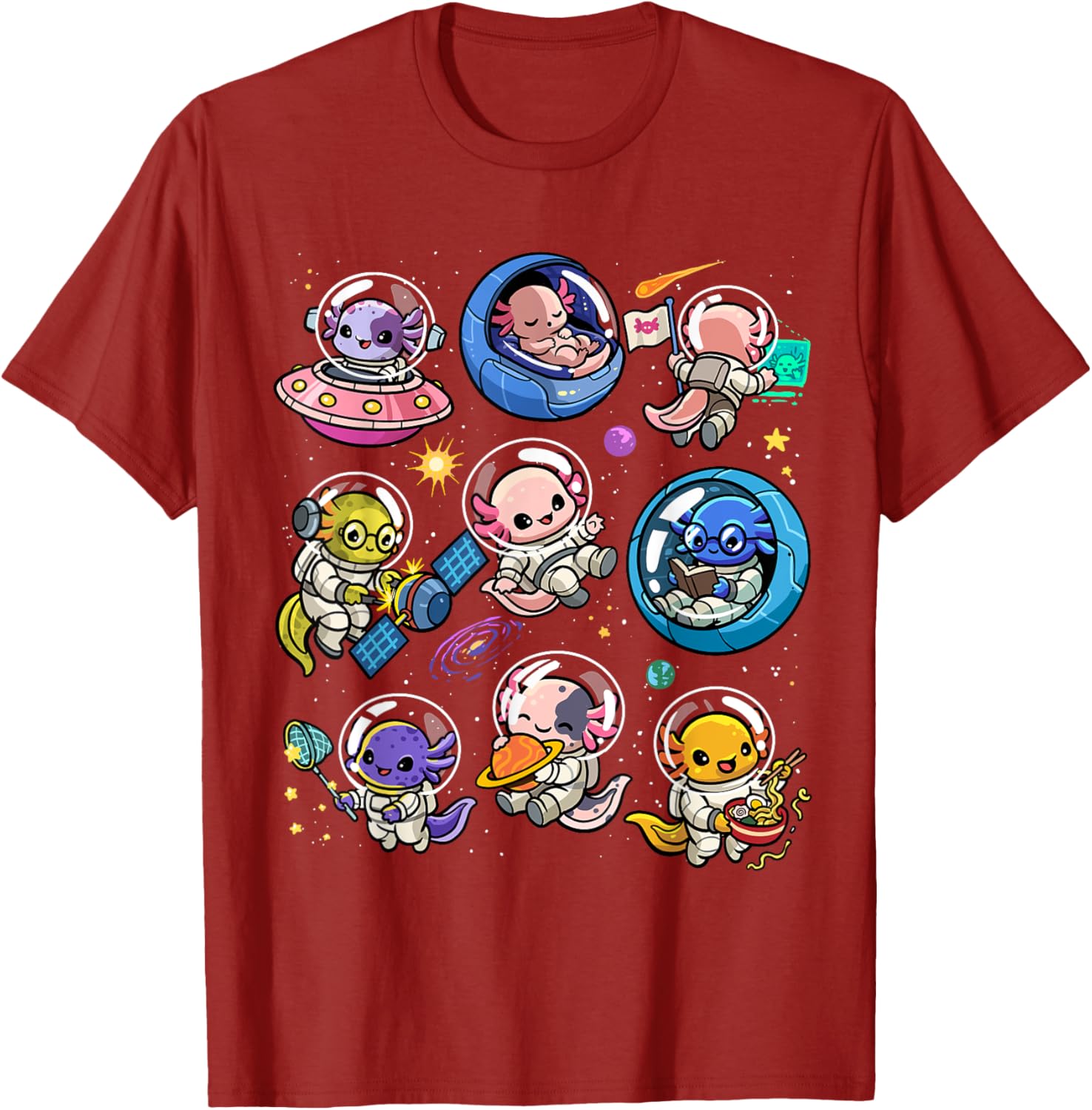 Cute Galaxy Axolotl Astronaut T-Shirt for Space Lovers and Kids - 1