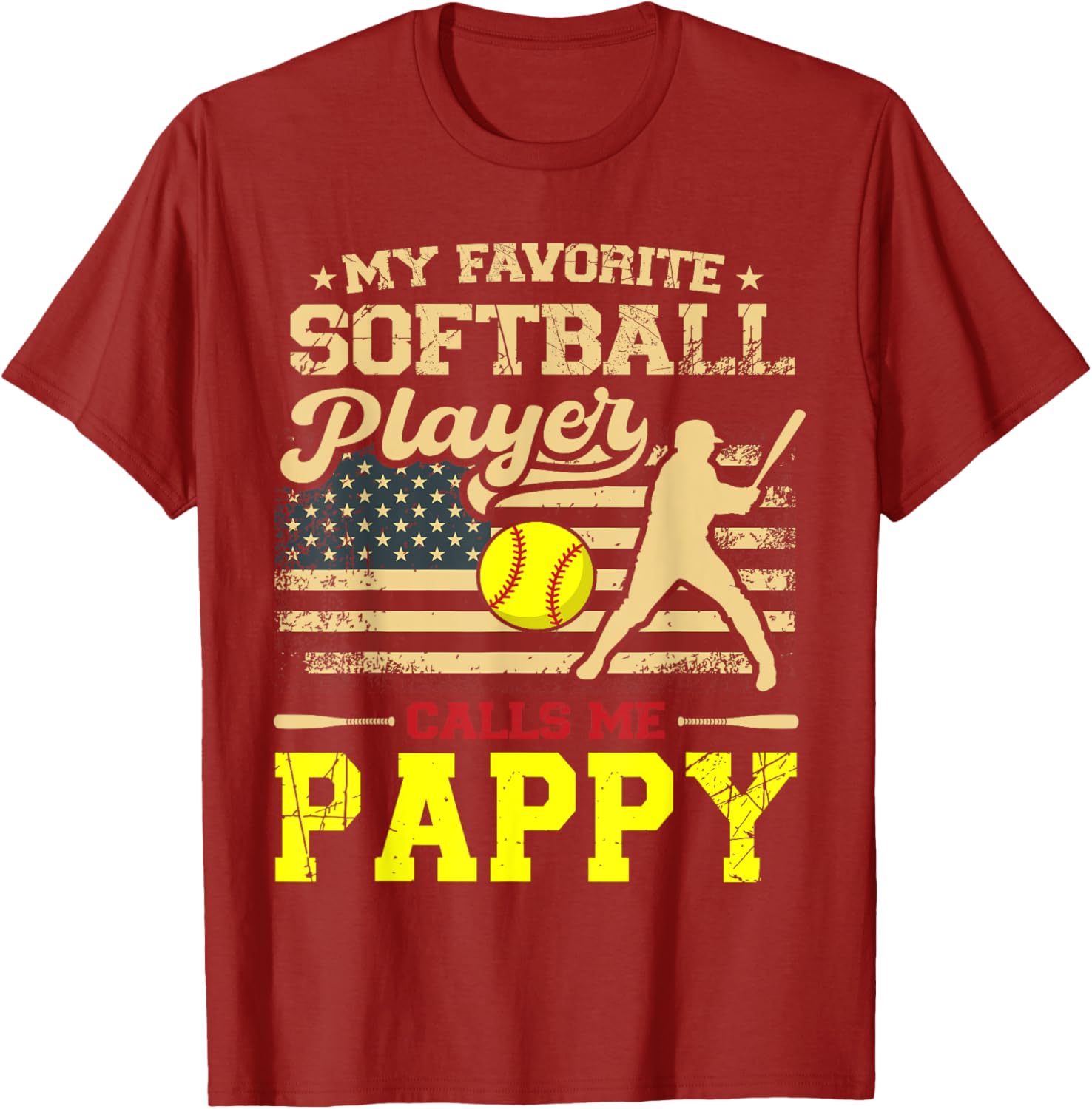 My Favorite Softball Player Calls Me Pappy US Flag T-Shirt for Fans - 9