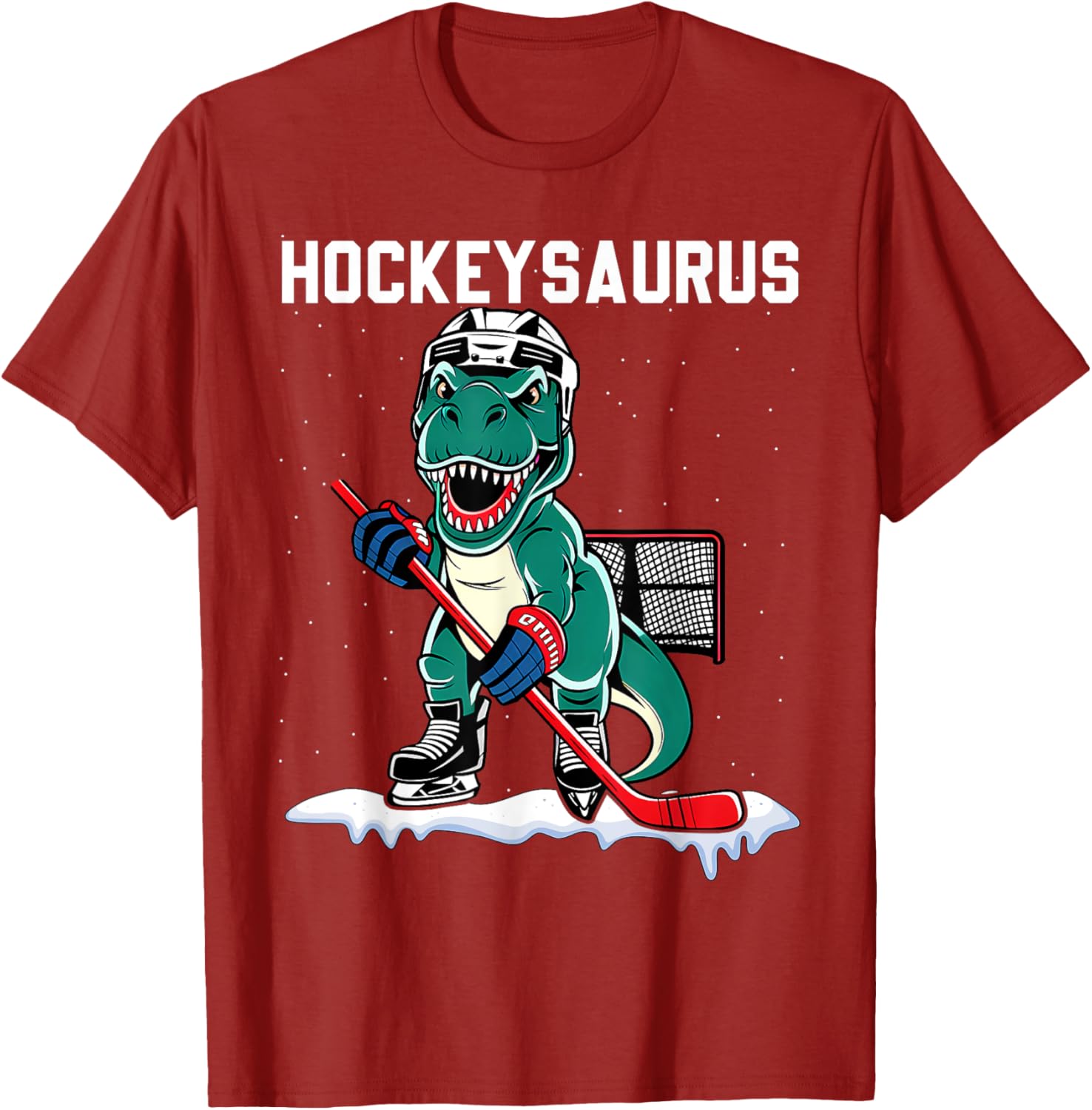 Ice Hockey Dinosaur Kids T-Shirt for Boys - Fun Hockeysaurus Design - 10