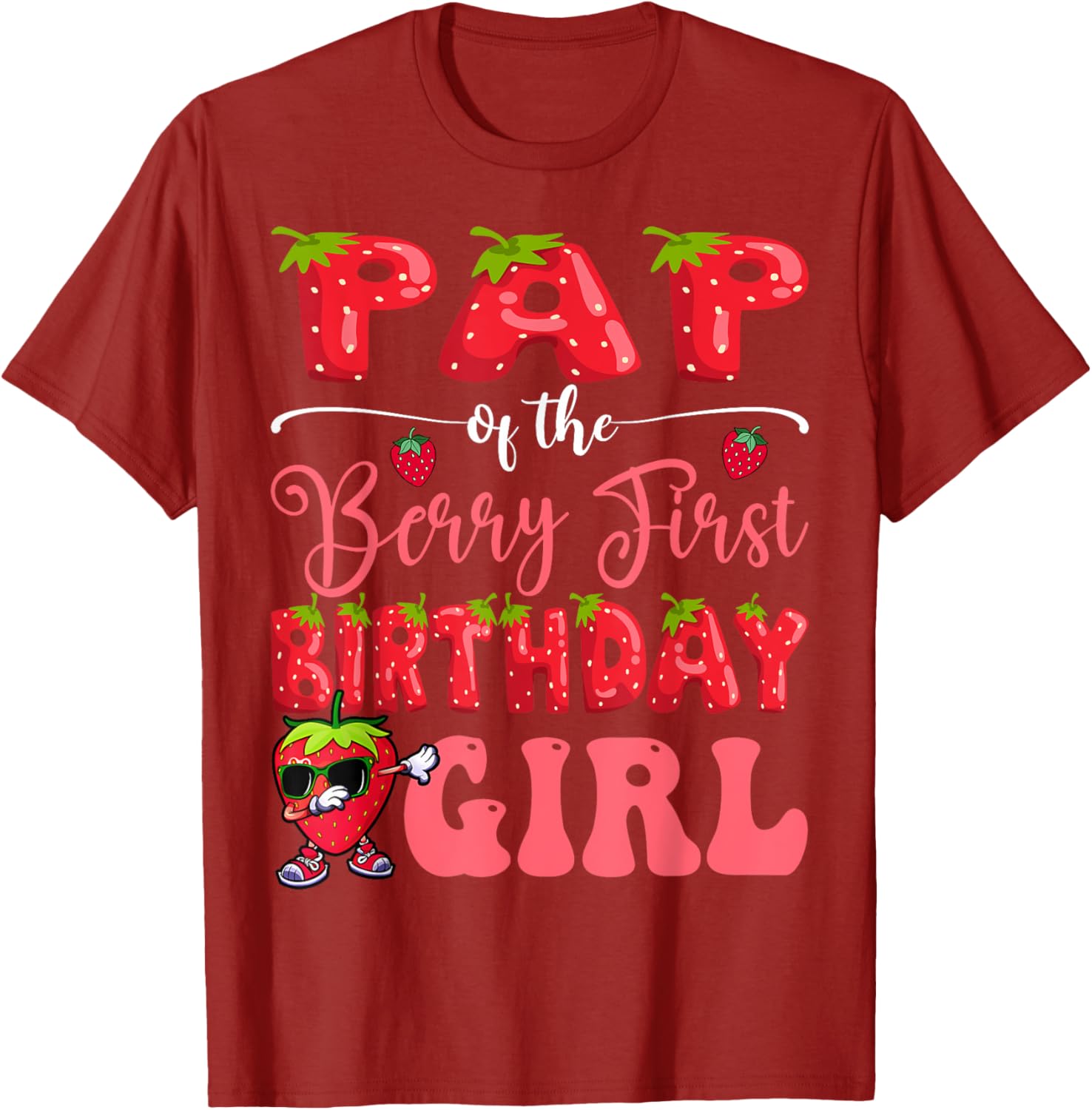 Sweet Strawberry First Birthday T-Shirt for Girls - Pap Of Berry Design - 9