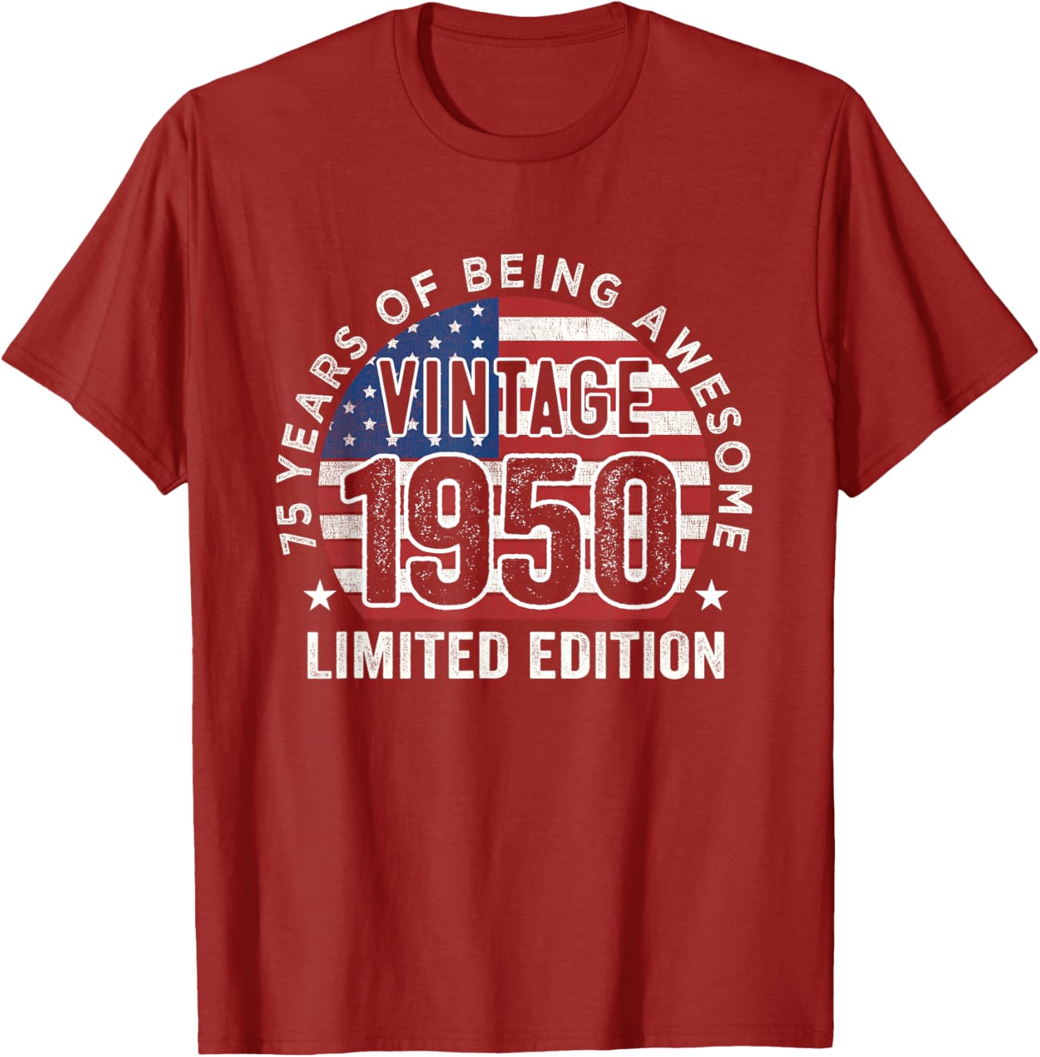 Vintage 1950s 75th Birthday Gift T-Shirt for Men with USA Flag Design - 5