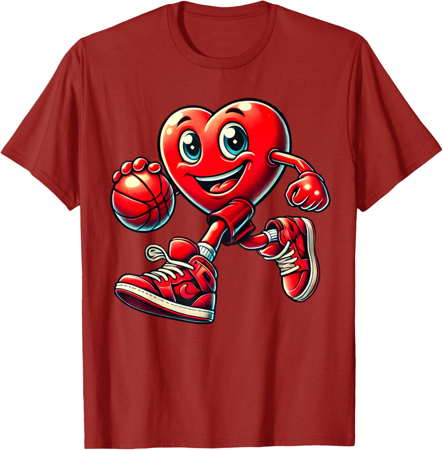 Valentine's Day Heart Basketball T-Shirt for Kids and Adults Fun Design - 5