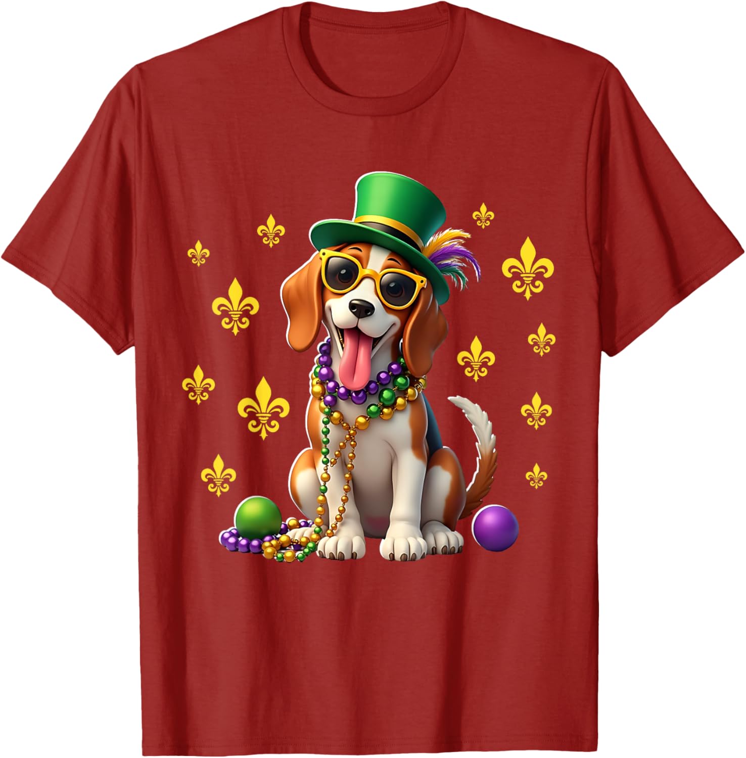Beagle Mardi Gras Costume T-Shirt for Carnival Fun and Festivities - 29
