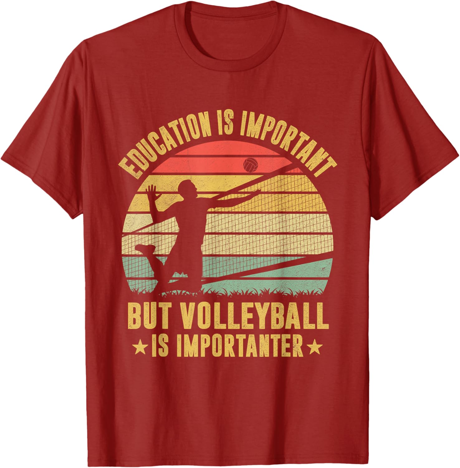 Retro Volleyball T-Shirt Education Is Important But Volleyball Is Importanter - 14