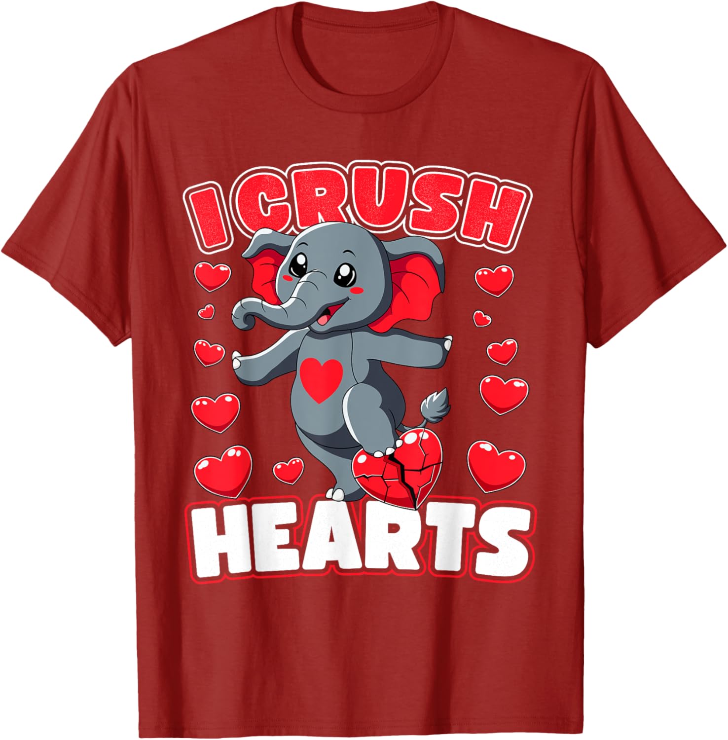 I Crush Hearts Elephant Valentine's Day T-Shirt for Boys and Toddlers - 2