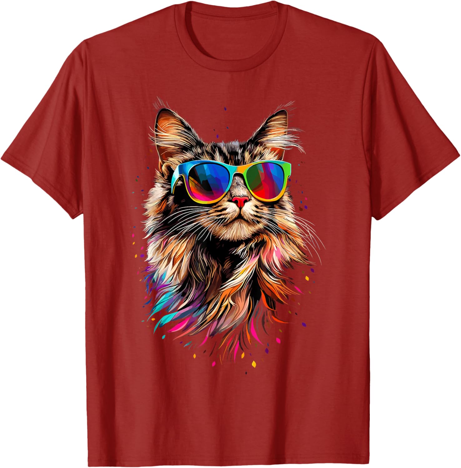 Cute Maine Coon Cat Sunglasses T-Shirt for Cat Lovers - Fun Apparel - 28