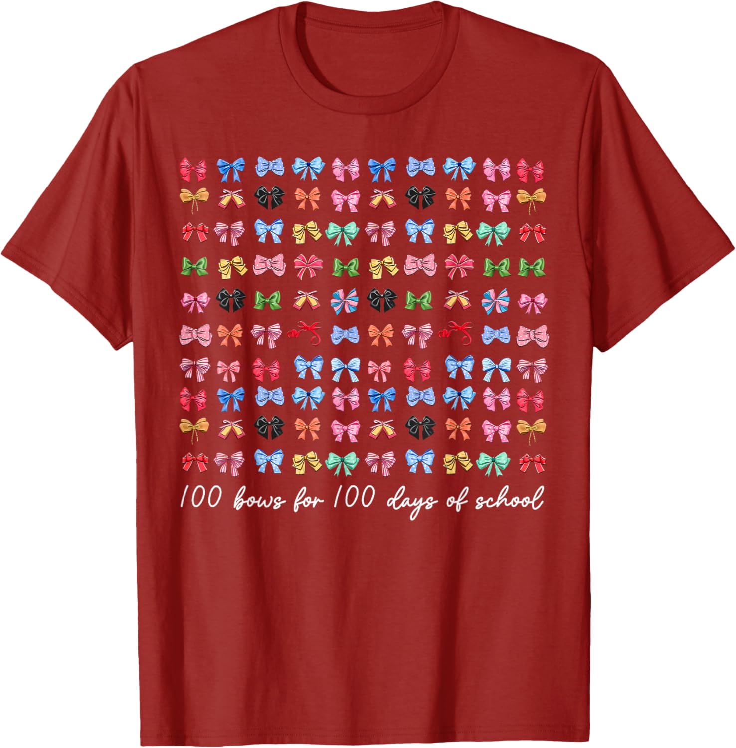 100 Bows For 100 Days Of School T-Shirt for Teachers and Kids - 25