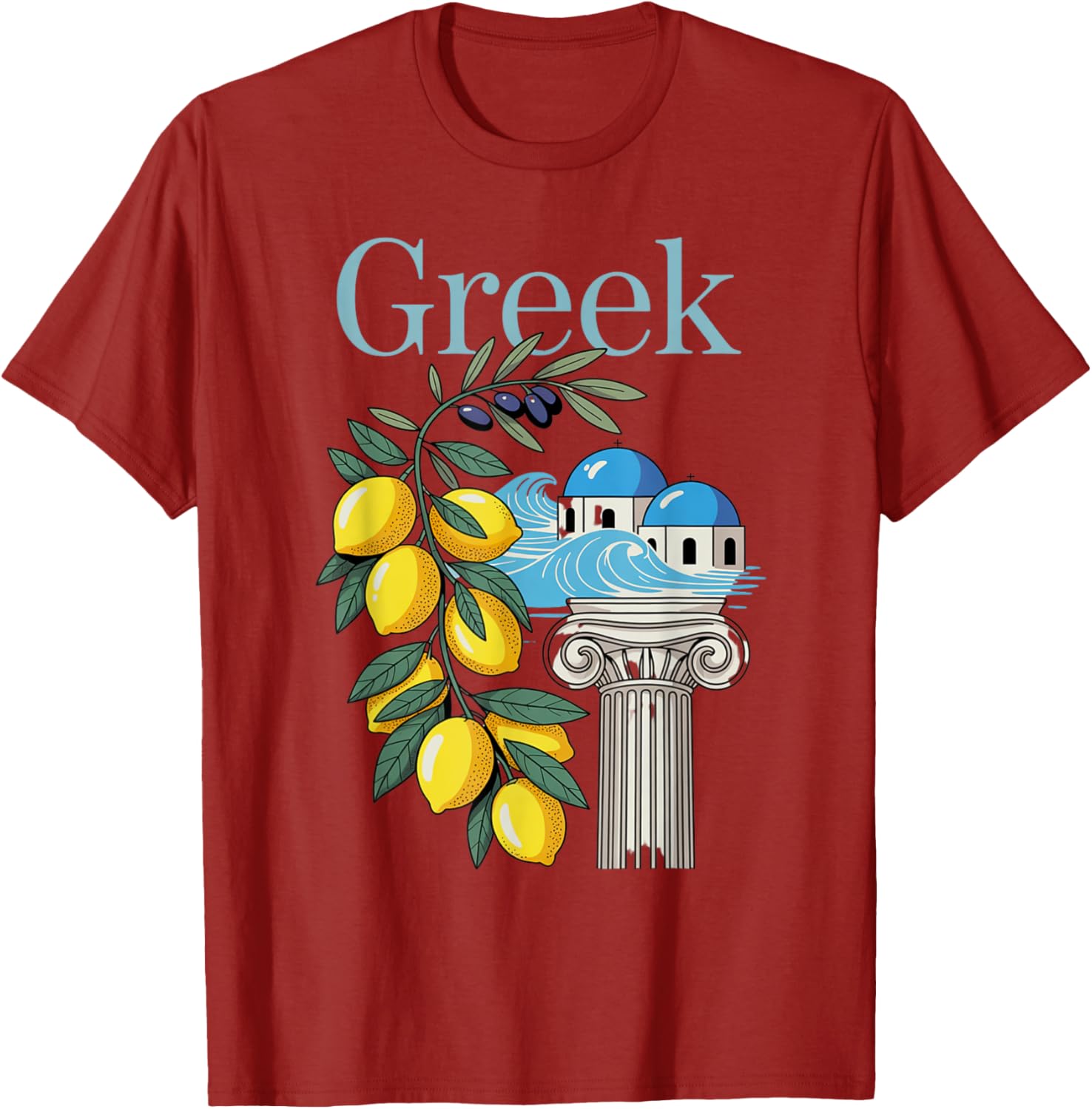 Greek Culture T-Shirt Featuring Lemons and Iconic Architecture Souvenir - 14