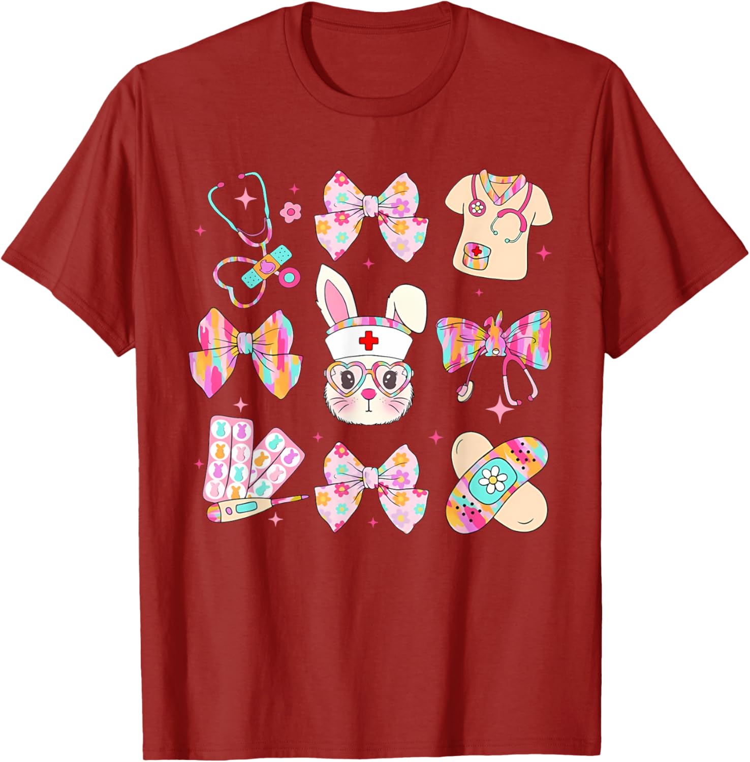 Easter Bunny T-Shirt for Nurses with Coquette Bow - Happy Easter Style - 18