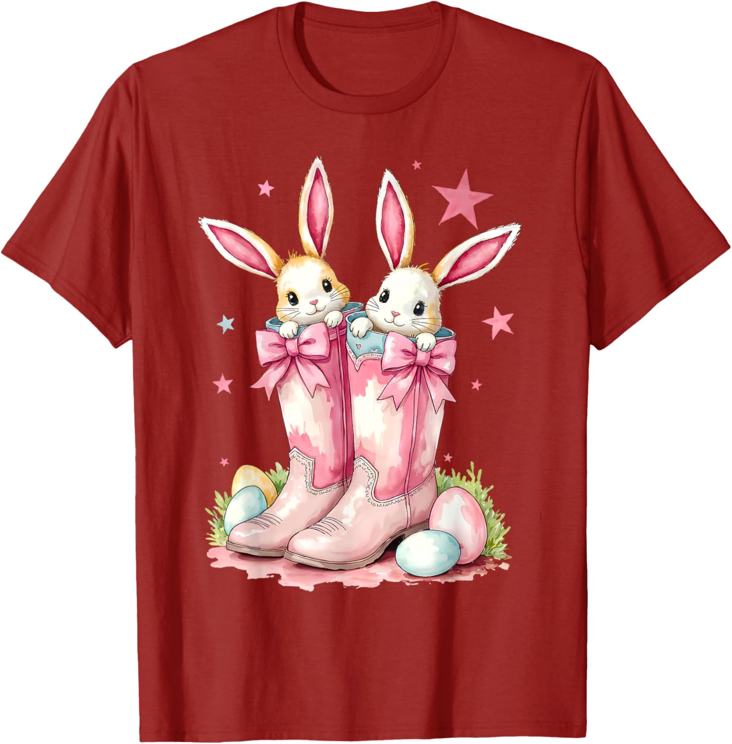 Howdy Easter Bunny Cowboy Boots T-Shirt for Women and Girls - 2