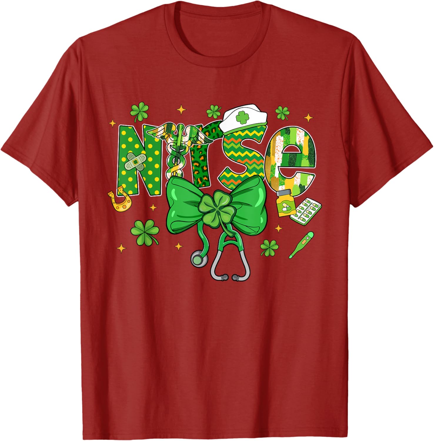 Irish Nurse Stethoscope St Patrick's Day T-Shirt for Healthcare Heroes - 28