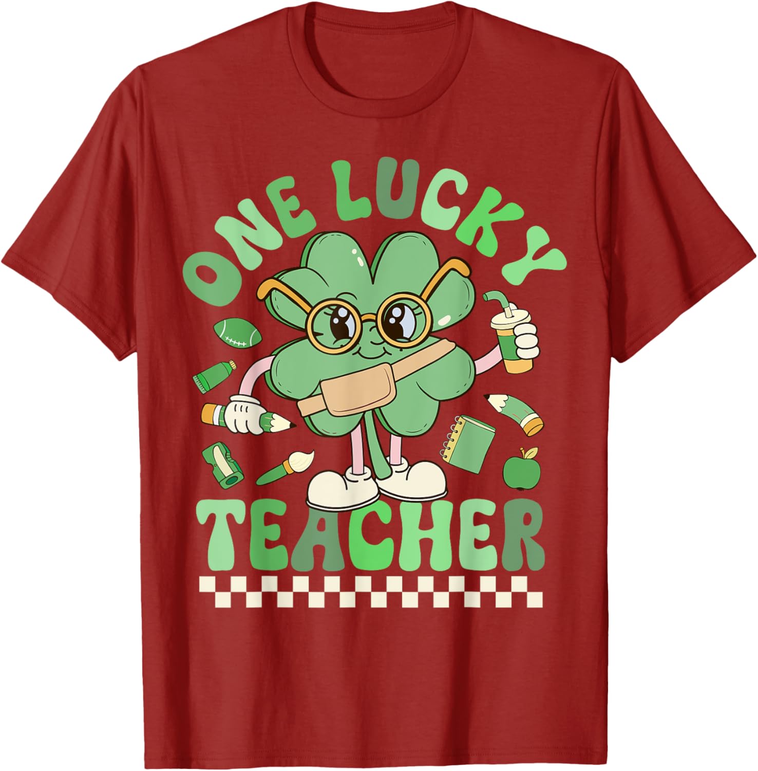 One Lucky Teacher Groovy Shamrock St Patricks Day T-Shirt for Fun Celebrations - 8