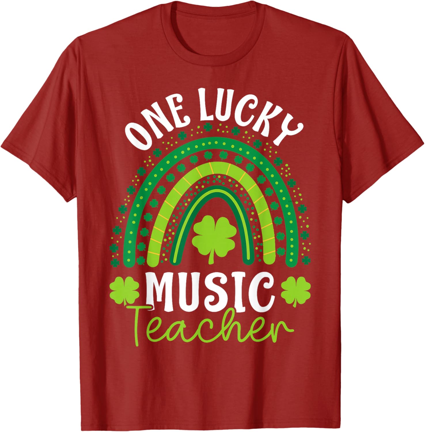 One Lucky Music Teacher Rainbow Shamrock T-Shirt for St Patrick's Day - 8