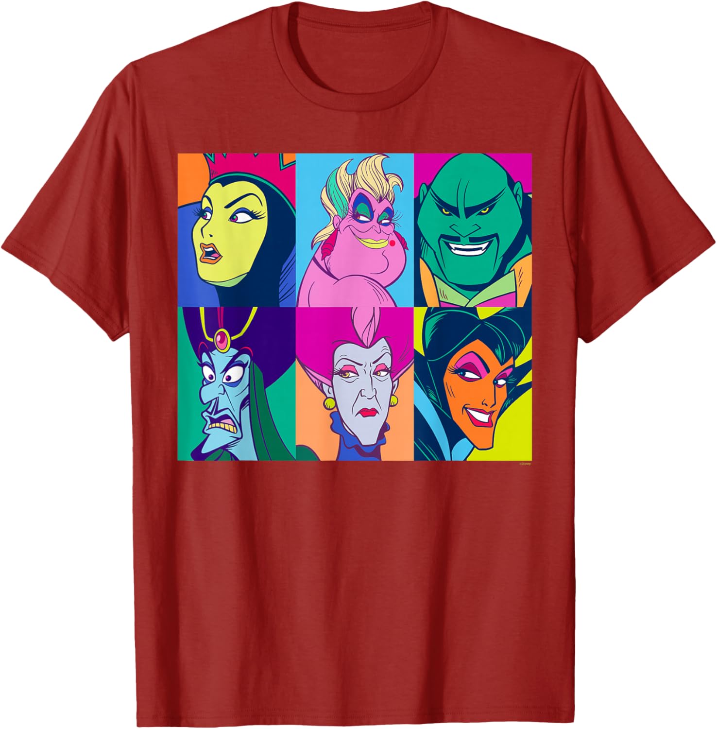 Disney Villains Retro Color Grid T-Shirt for Fans of Classic Characters - 28