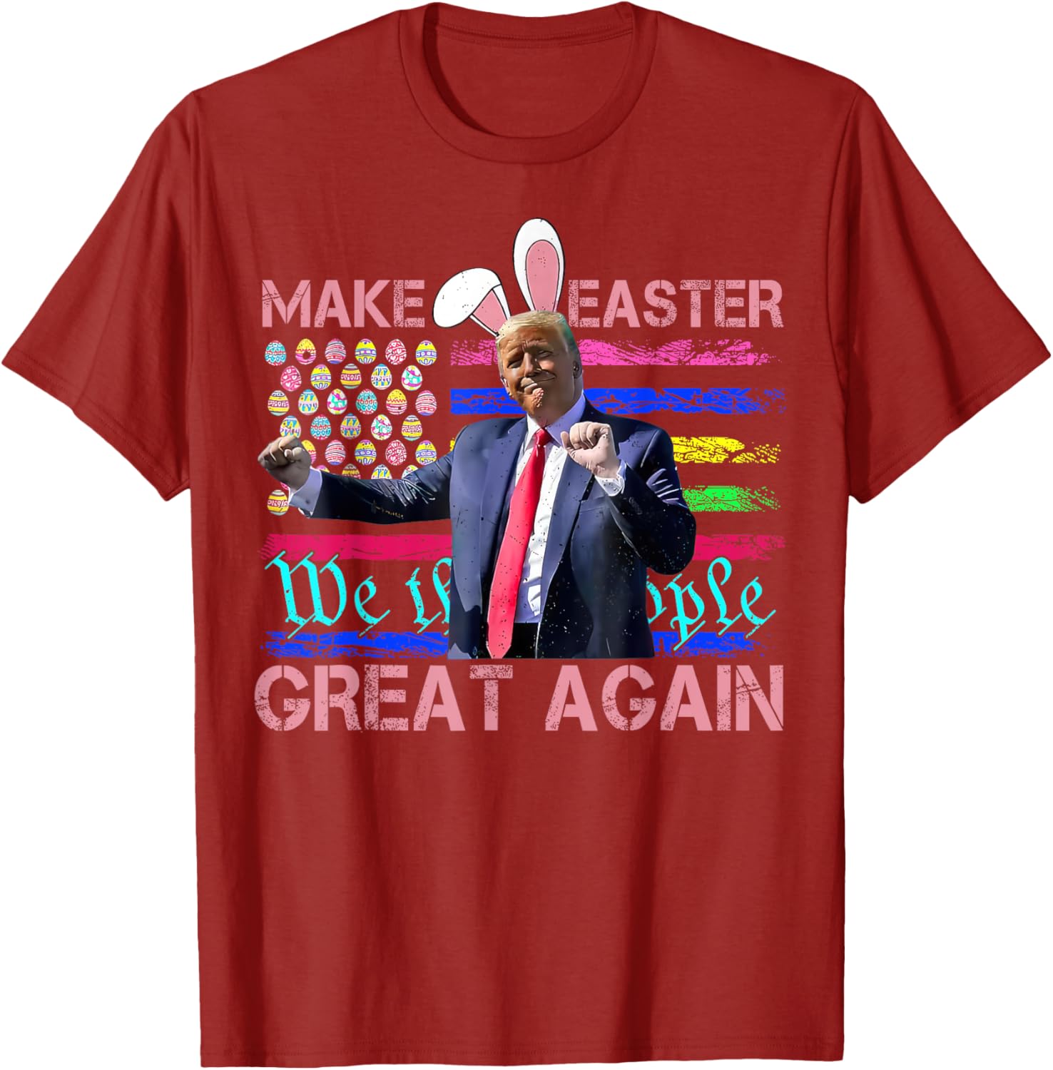 Funny Trump Dancing Easter T-Shirt with USA Flag for Holiday Fun - 14