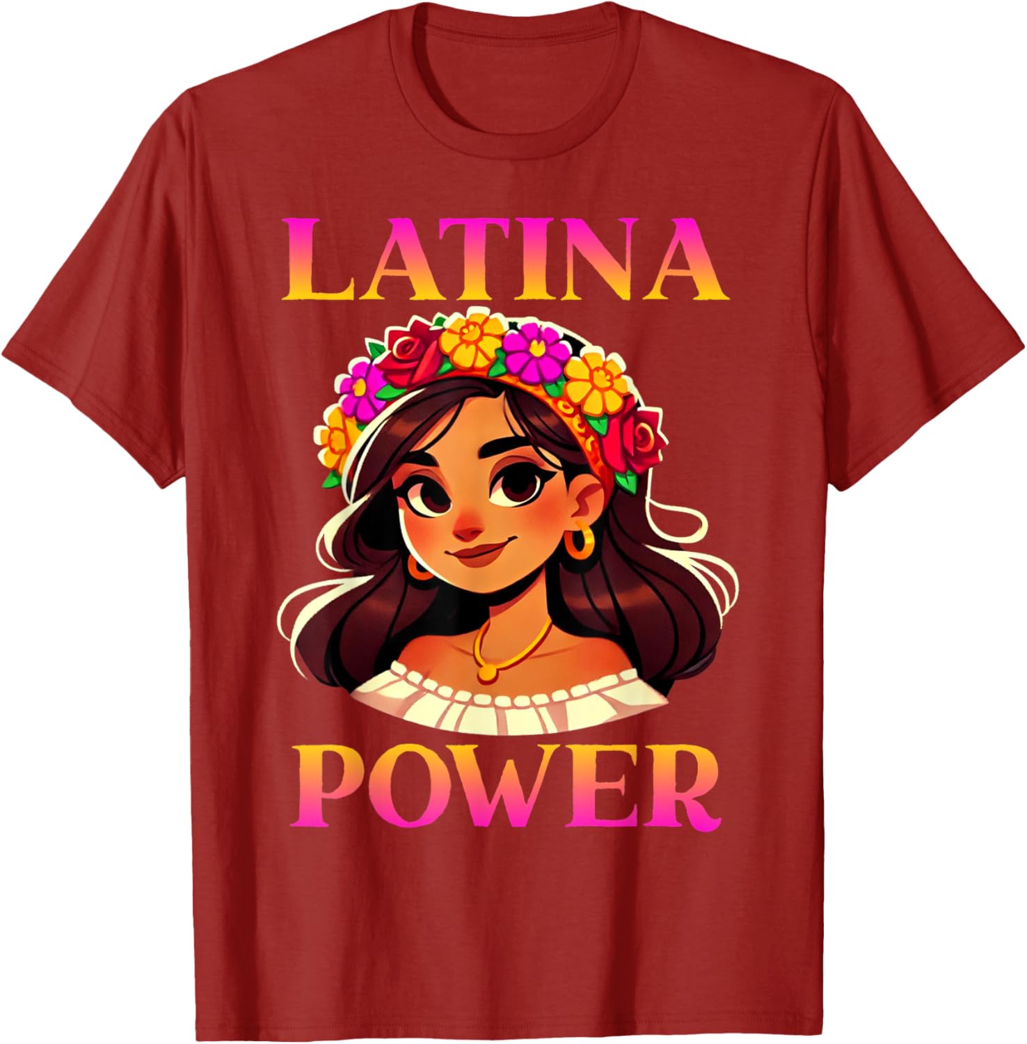 Latina Power Floral Headband T-Shirt for Proud Mexican Women - 19