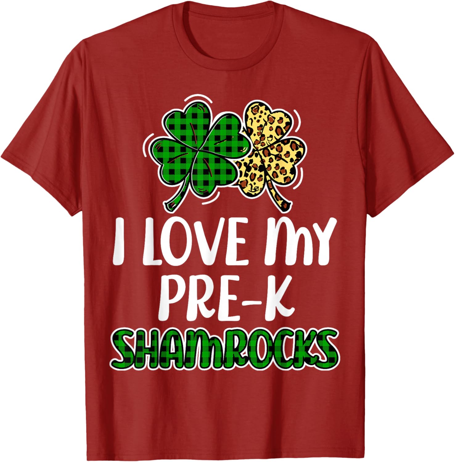 I Love My Pre-K Shamrocks Buffalo Plaid St Patricks Day T-Shirt - 18