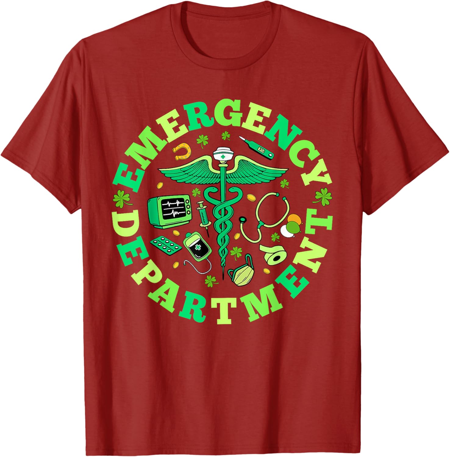 Emergency Nurse St Patricks Day Shamrock T-Shirt for ED RNs - 1