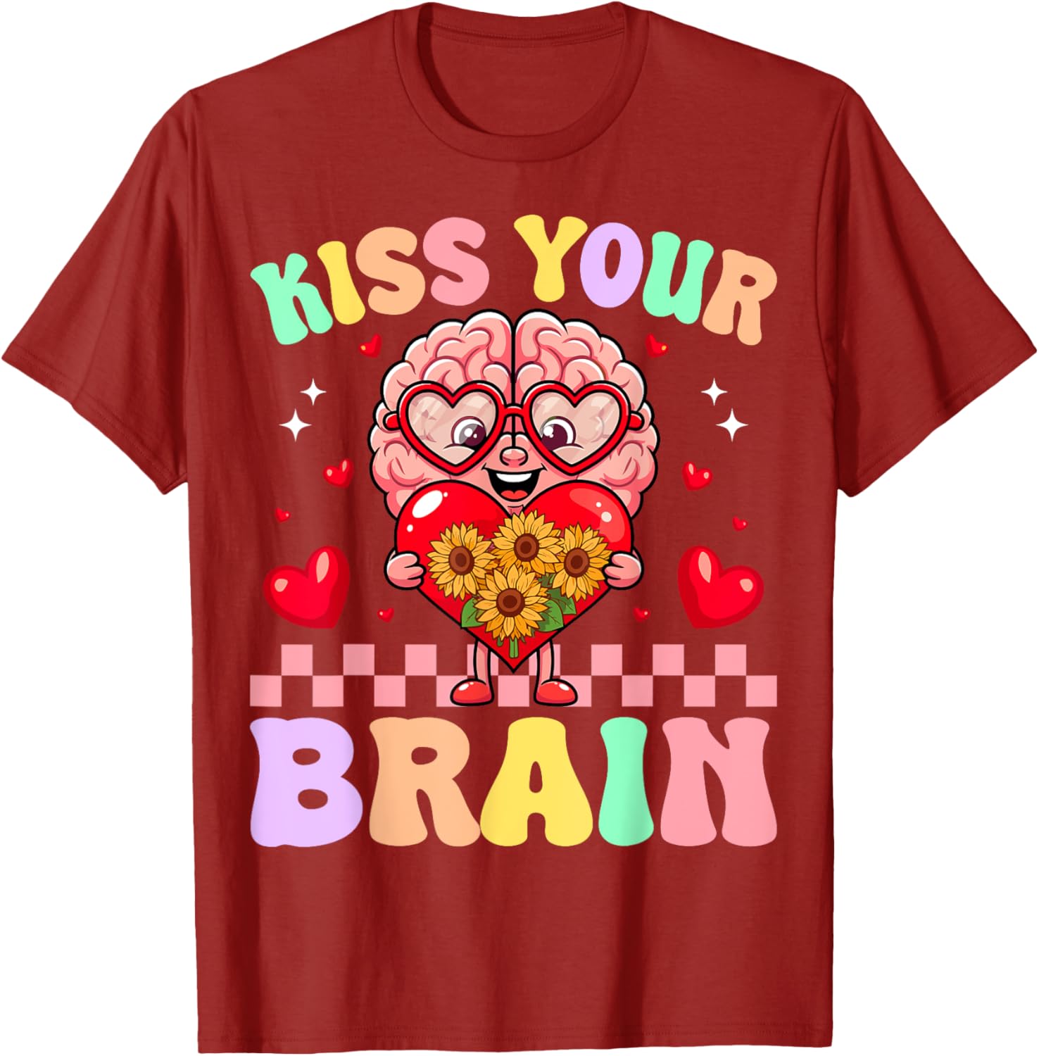 Funny Teacher Valentine's Day T-Shirt - Kiss Your Brain Gift for Educators - 5