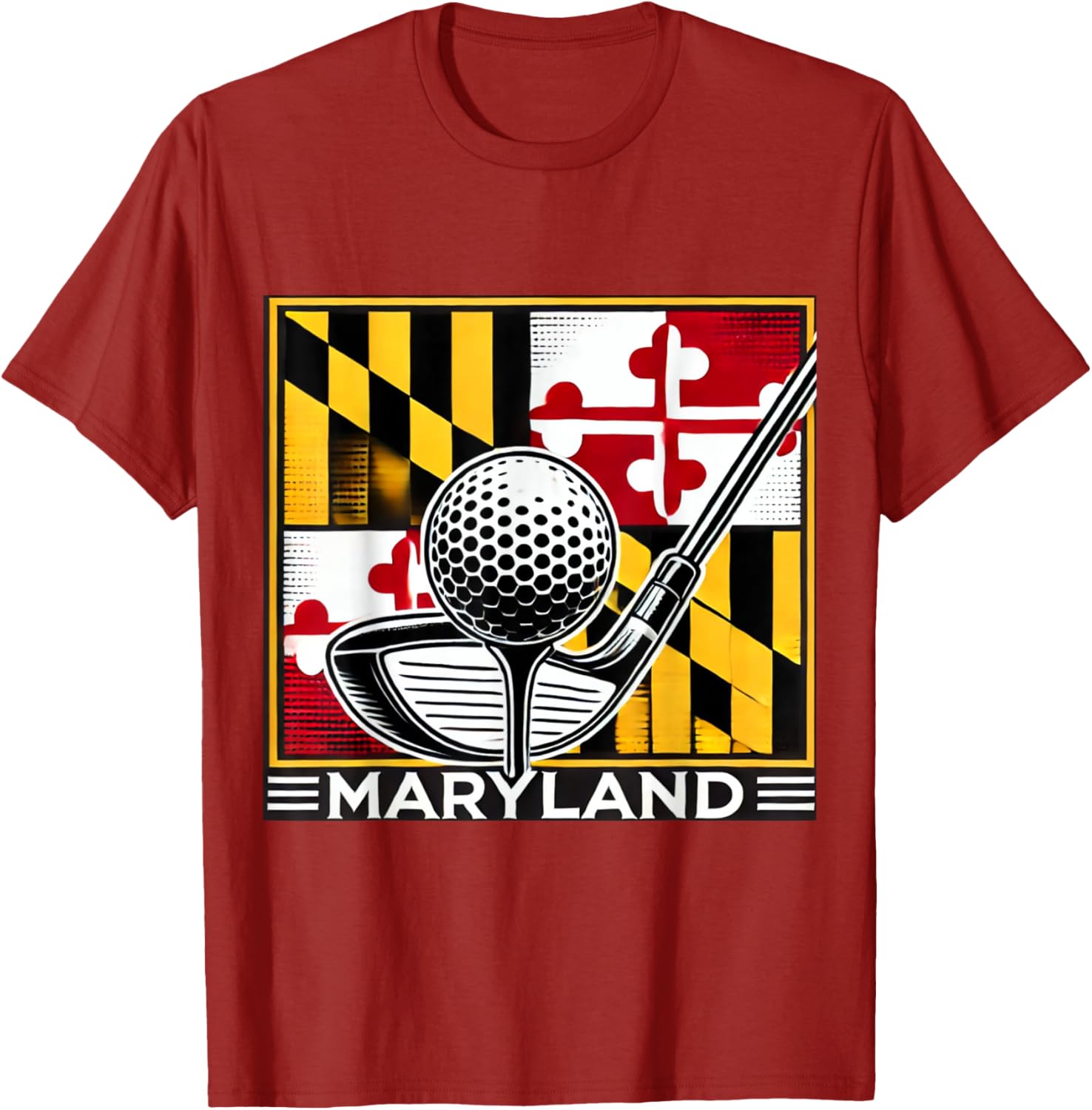 Maryland Golf Design Tee with State Flag and Club Artwork for Golf Lovers - 9