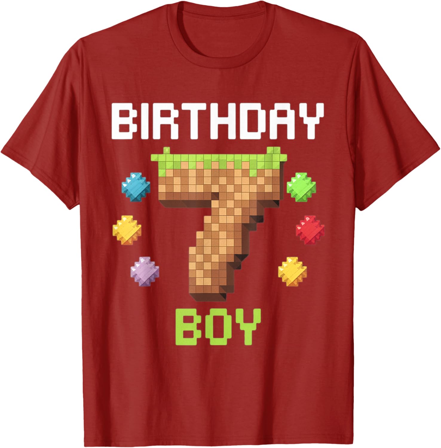 Birthday Boy Gamer 7th Birthday Pixel Number T-Shirt for Kids - 5