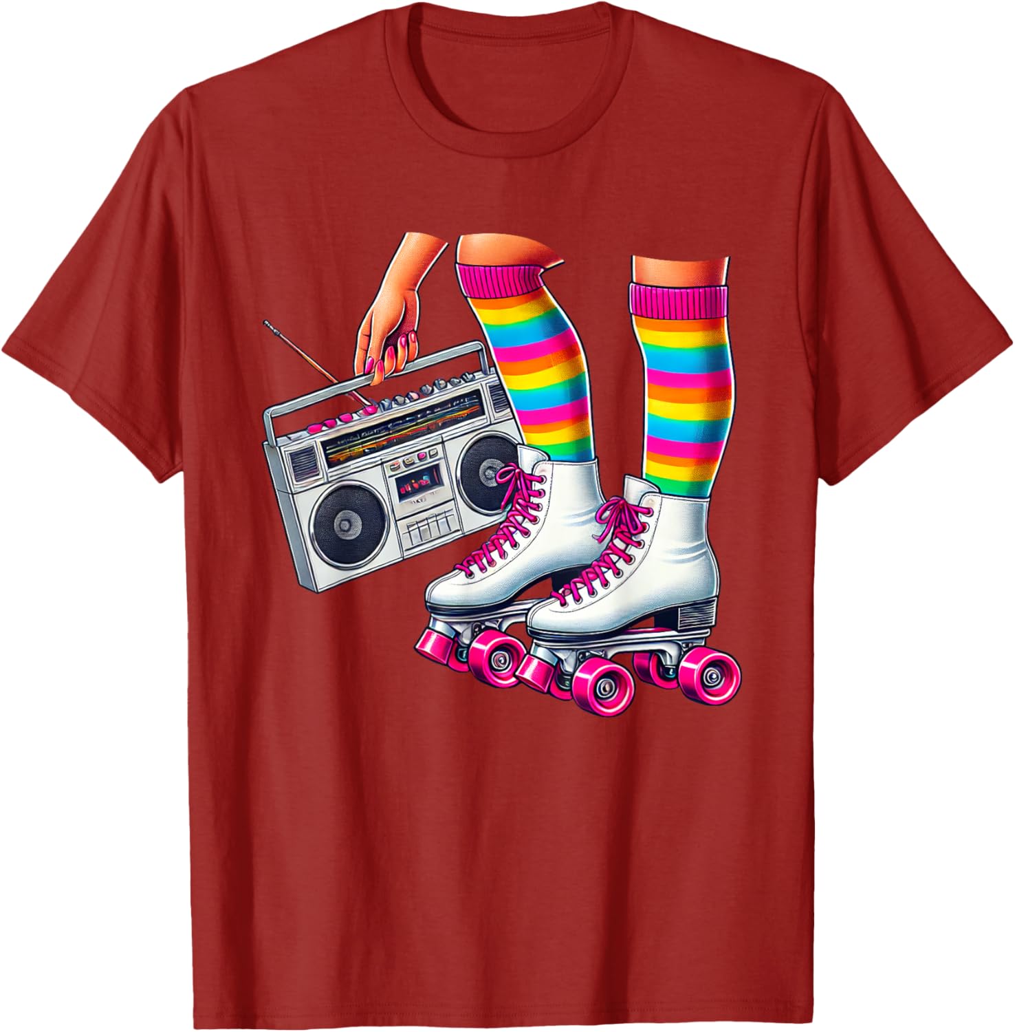 Funny 80s Roller Disco Skating Girl T-Shirt for Retro Fans - 22