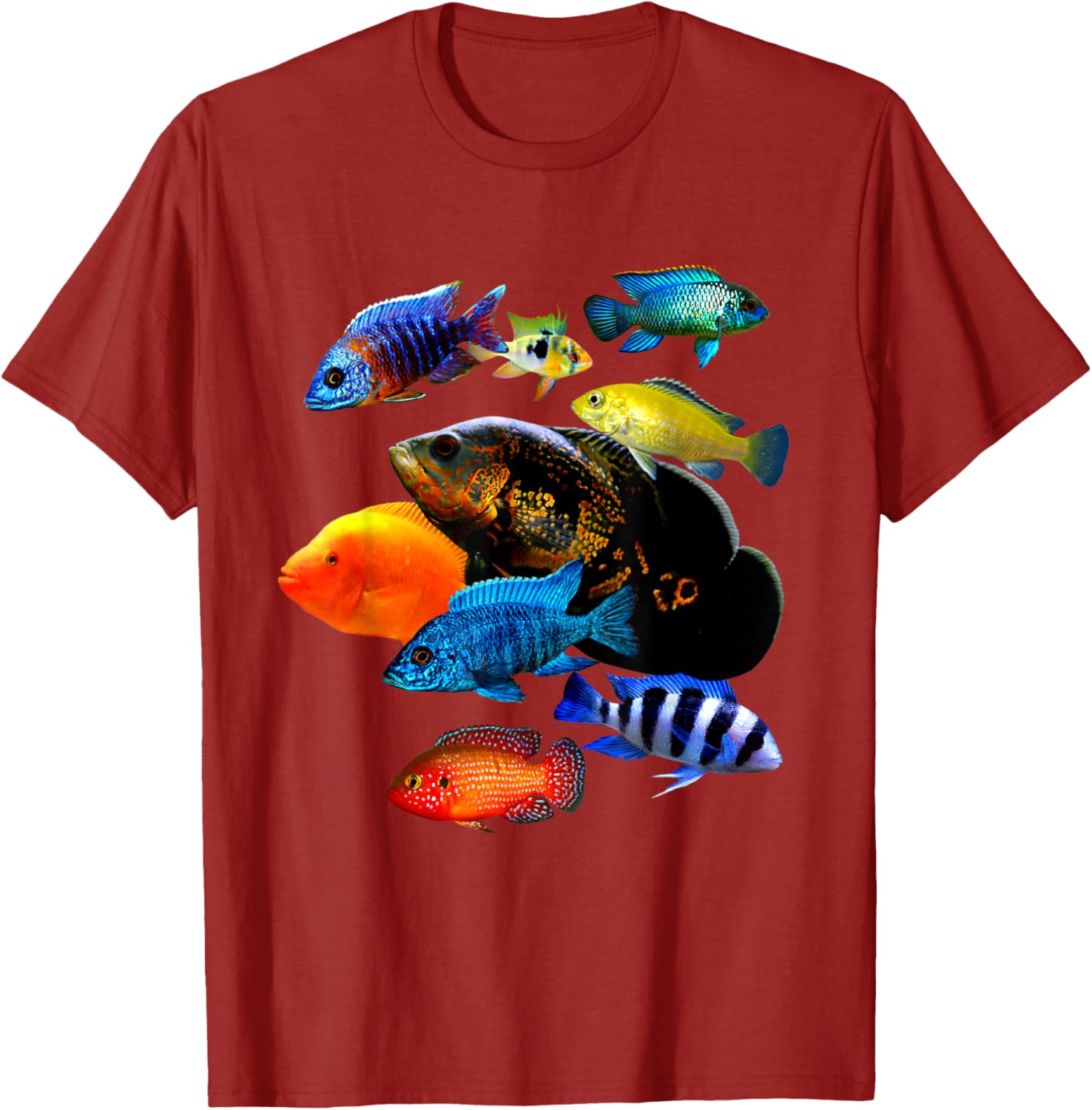 Cichlid Lover T-Shirt Frontosa Ram & Mbuna Cichlid Fish Design - 2