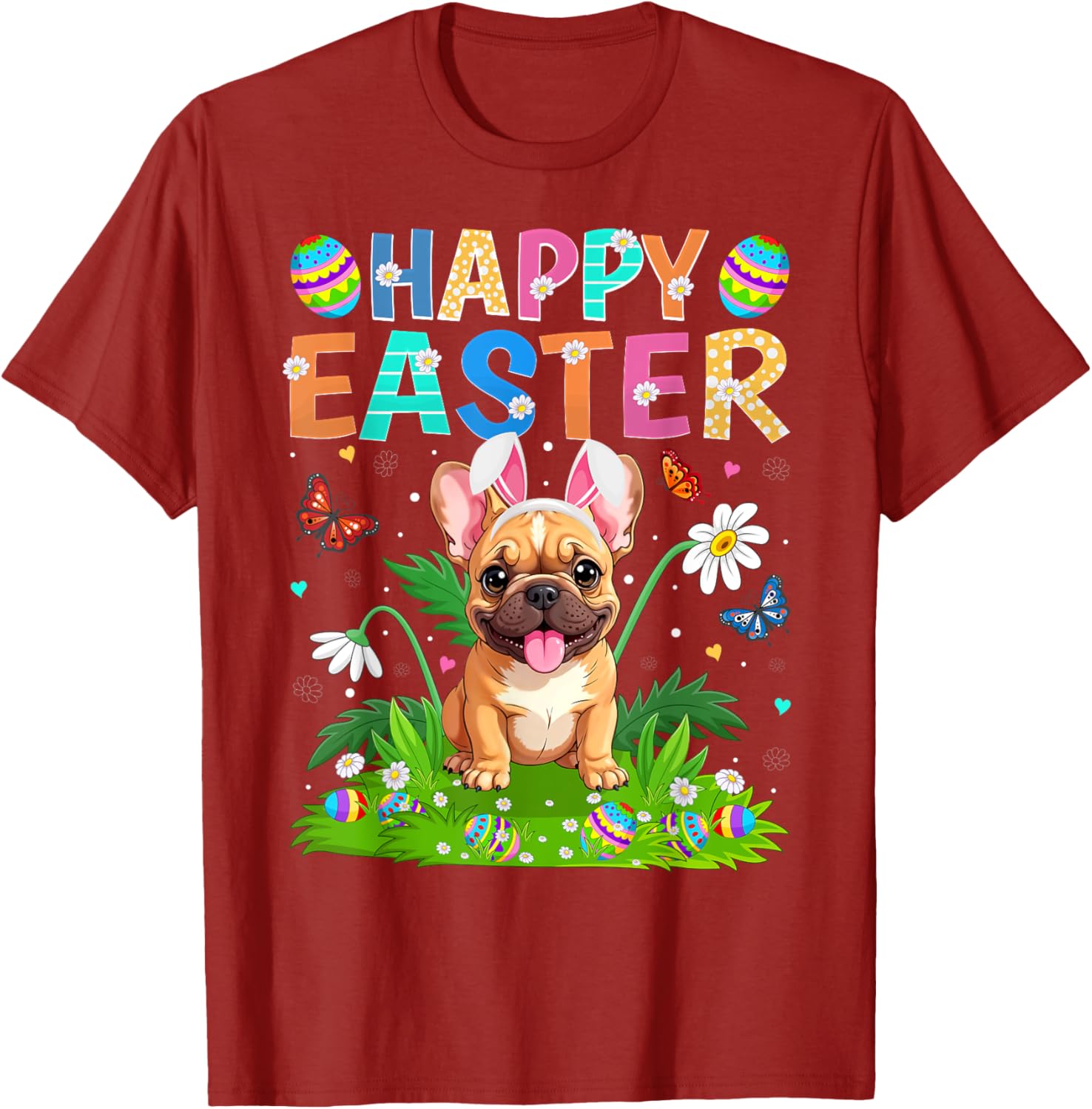 Happy Easter French Bulldog Bunny Ear Egg Hunt T-Shirt for Pet Lovers - 13