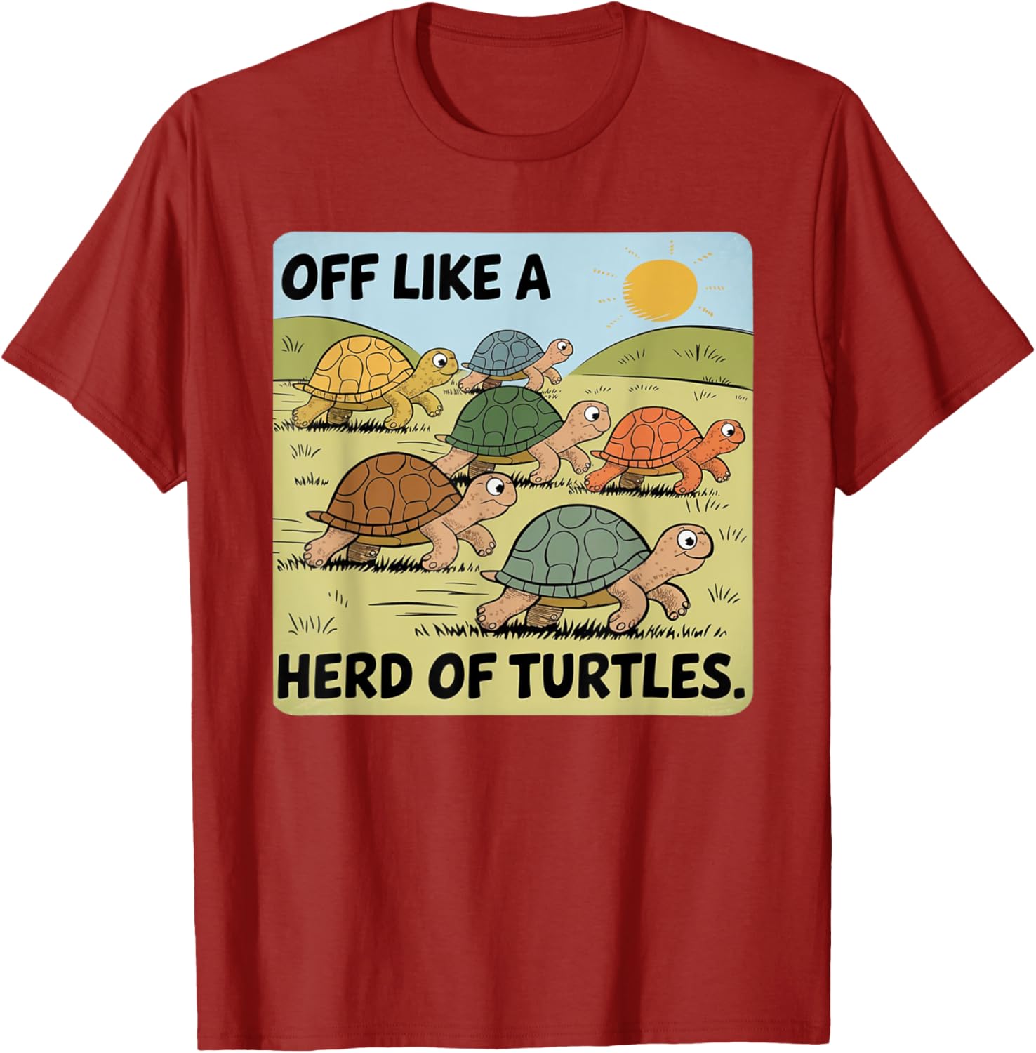 Funny Turtle Saying Off Like a Herd of Turtles Vintage T-Shirt - 1