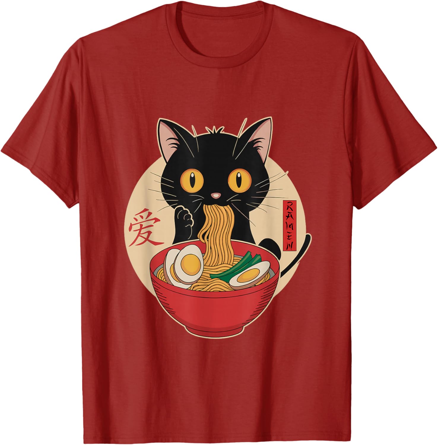 Cute Cat Eating Ramen Noodles Kawaii Anime T-Shirt for Cat Lovers - 4
