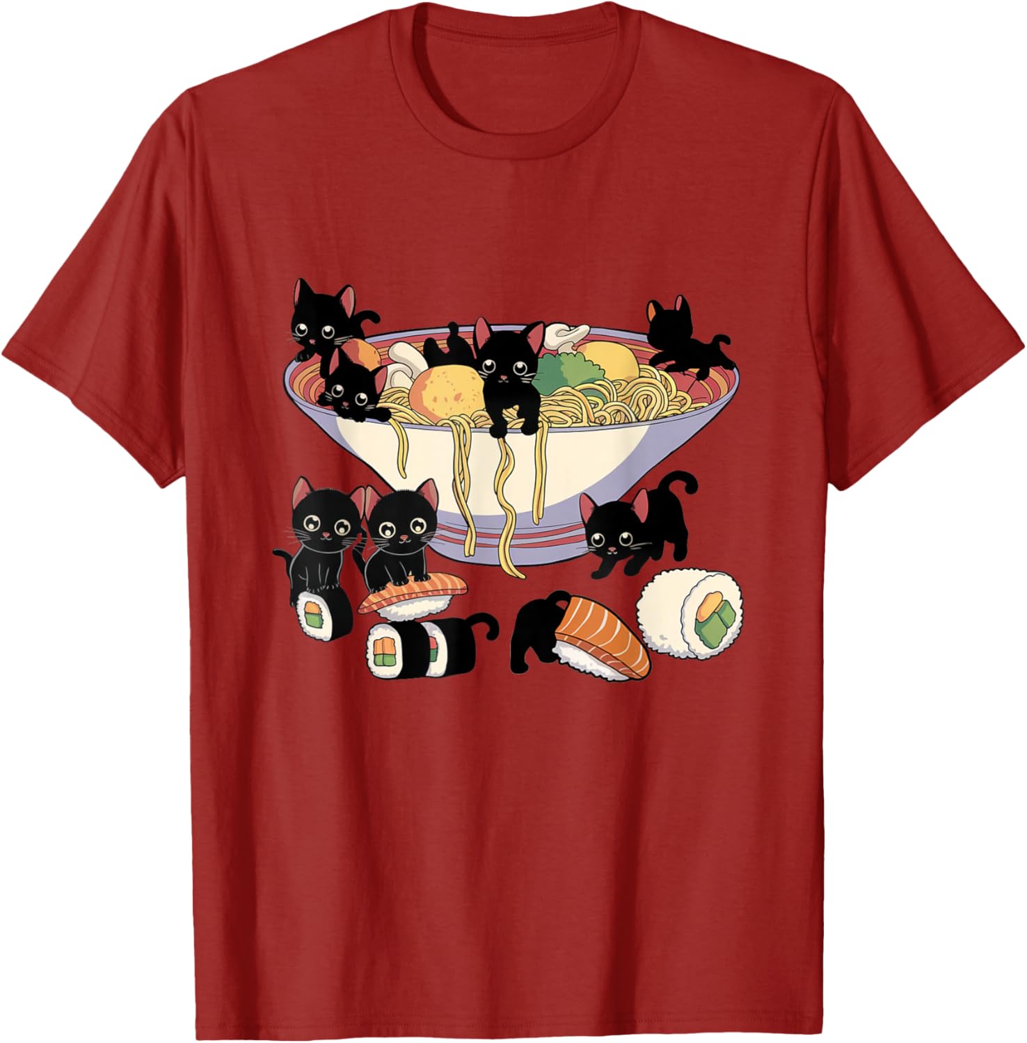 Cute Cat Ramen Sushi T-Shirt for Anime Lovers and Cat Enthusiasts - 24